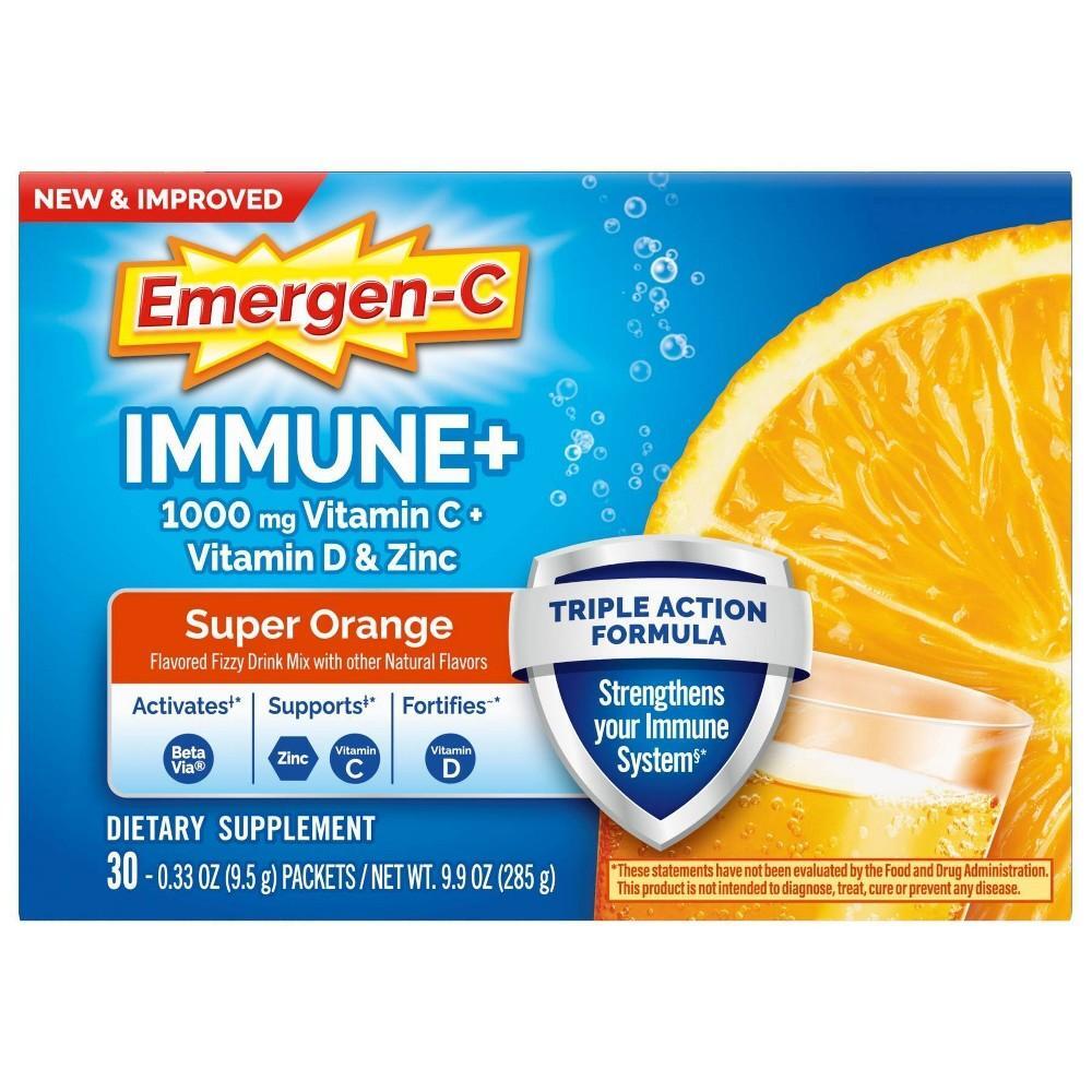 Emergen-C Vitamin C Fizzy Drink Mix, Super Orange – 1000mg – 30 Count
