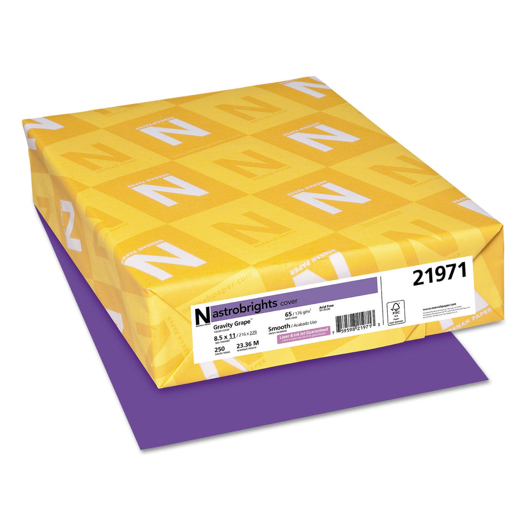 Astrobrights Color Cardstock, 65 lb Cover Weight, 8.5 x 11, Gravity Grape, 250/Pack
