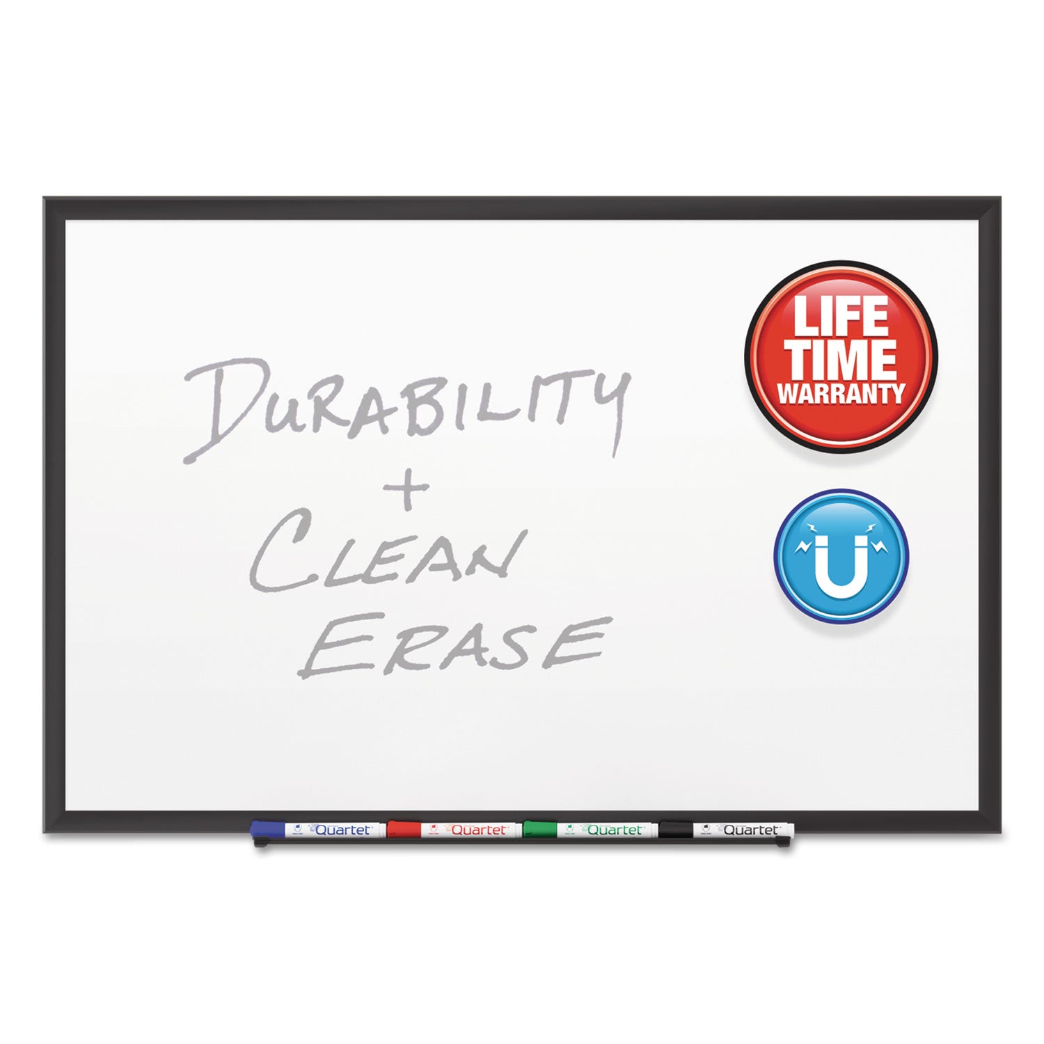 Quartet Classic Porcelain Magnetic Whiteboard, 60 x 36, Black Aluminum Frame