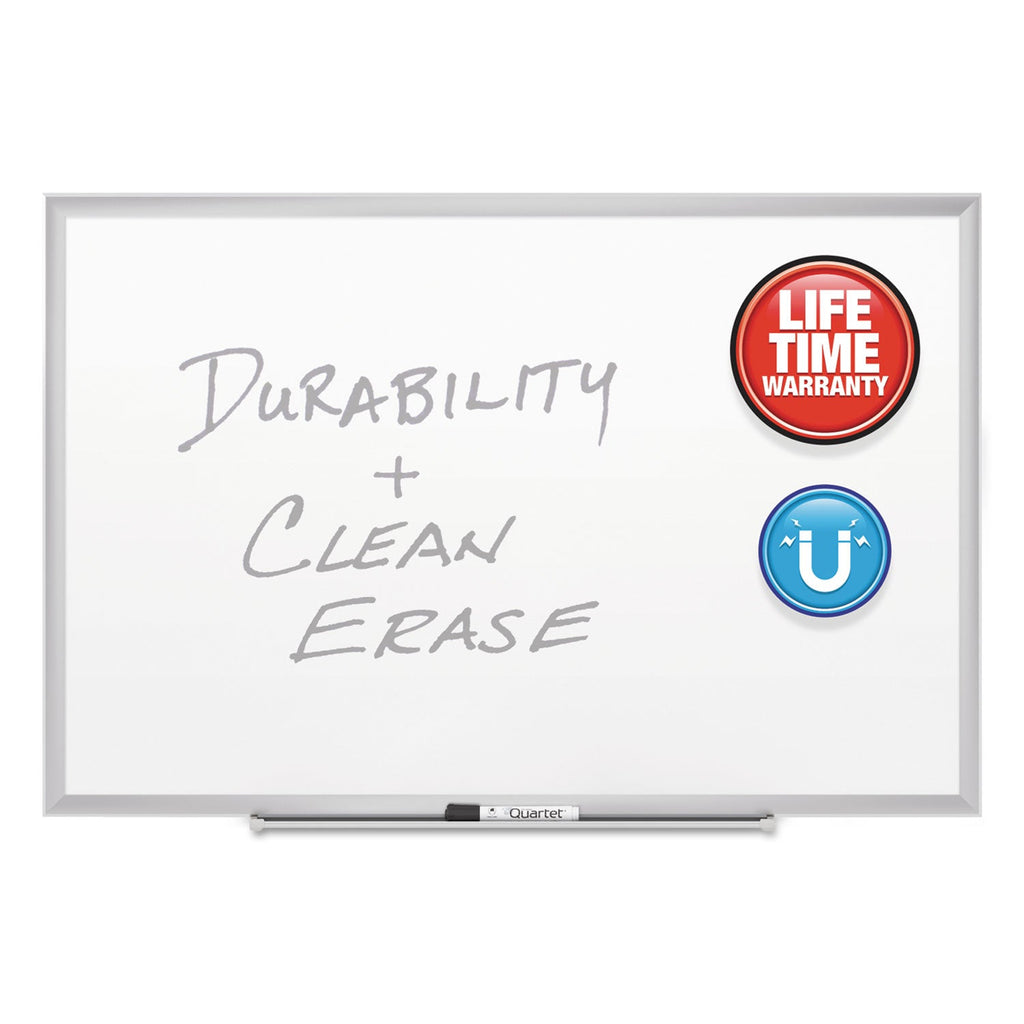 Quartet Classic Series Porcelain Magnetic Board, 60 x 36, White, Silver Aluminum Frame