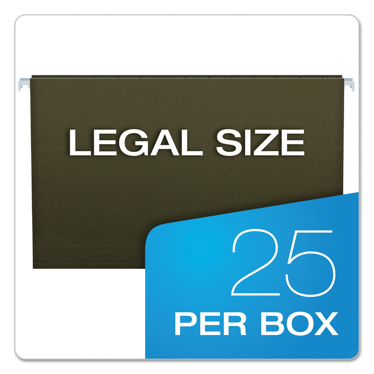 Pendaflex Standard Green Hanging Folders, Legal Size, Straight Tabs, Standard Green, 25/Box