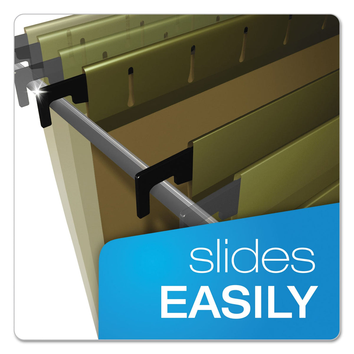 Pendaflex Extra-Capacity SureHook Hanging Folders, 2" Capacity, Letter Size, 1/5-Cut Tabs, Standard Green, 20/Box