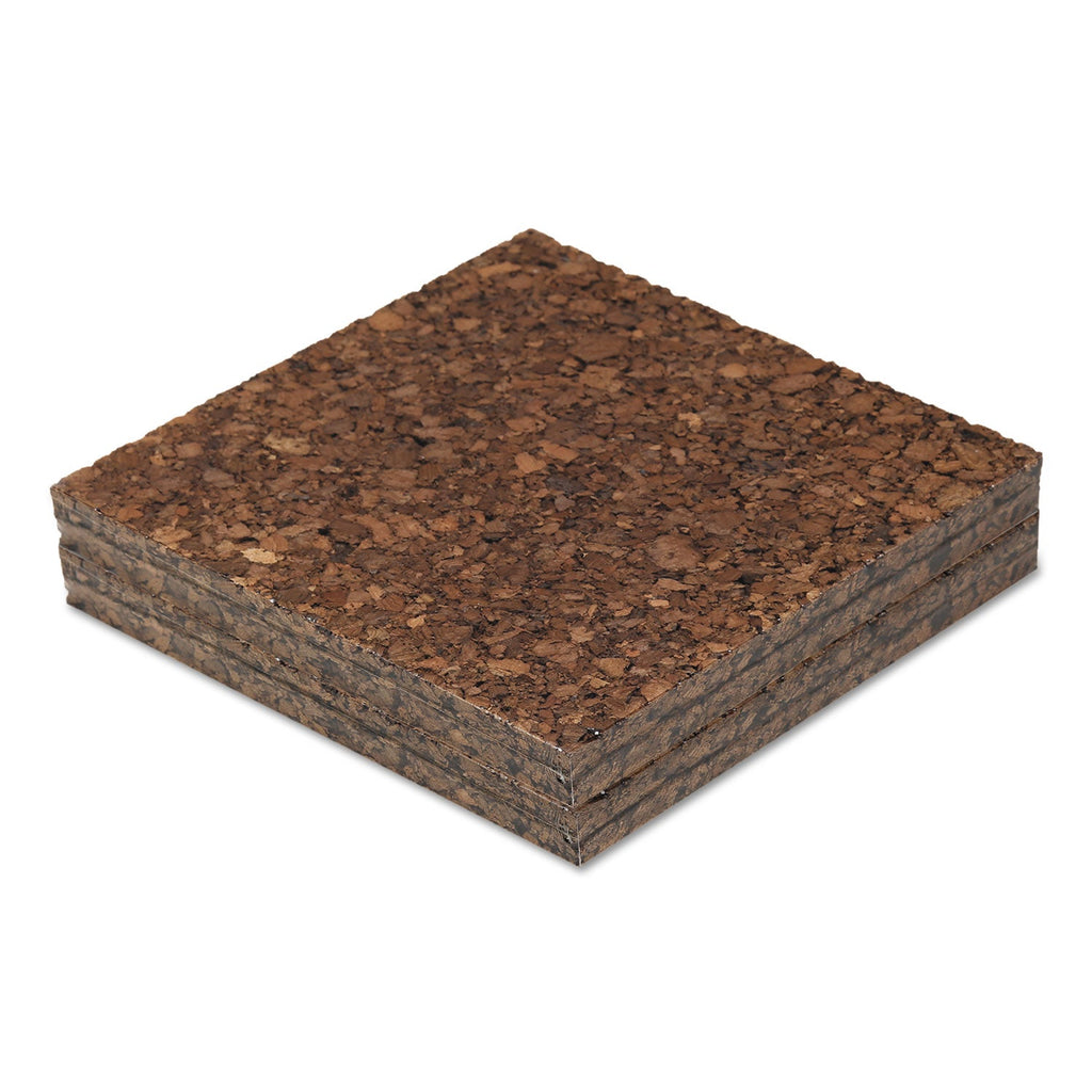 Universal Cork Tile Panels, Dark Brown, 12 x 12, 4/Pack