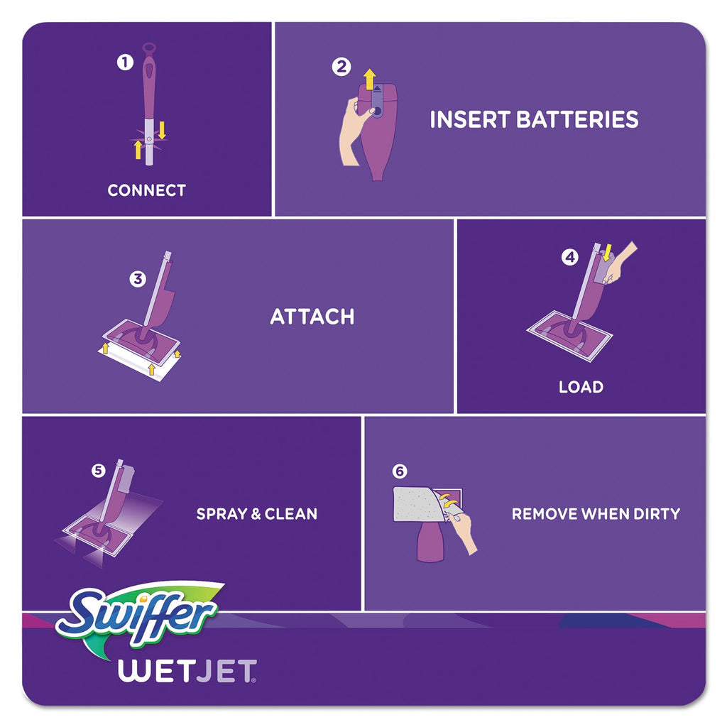 Swiffer WetJet System Refill Cloths, 11.3" x 5.4", White, 24/Box, 4/Carton