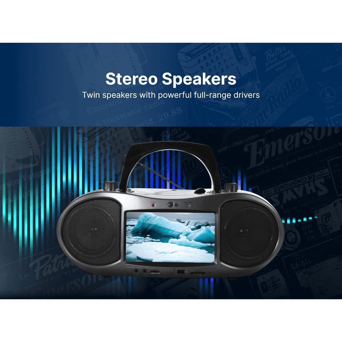 Emerson 7" Bluetooth DVD Boombox - Refurbished