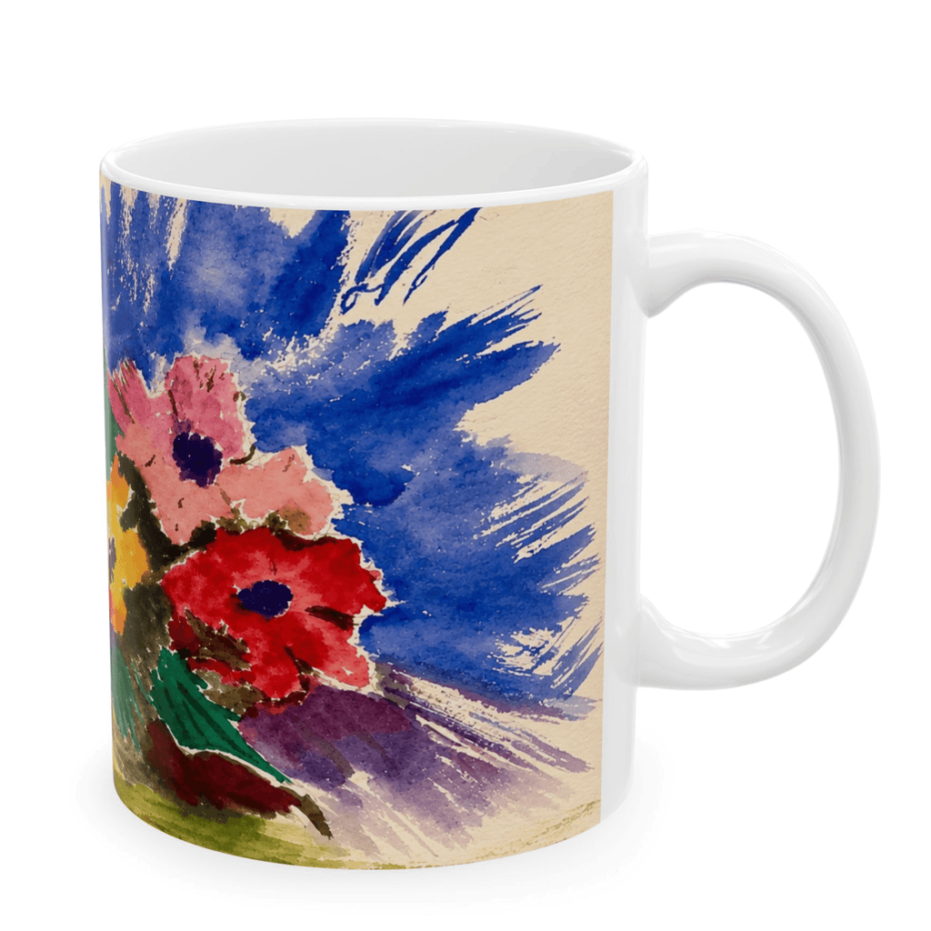 PimsArt Vibrant Watercolor Floral Mug From Original Painting