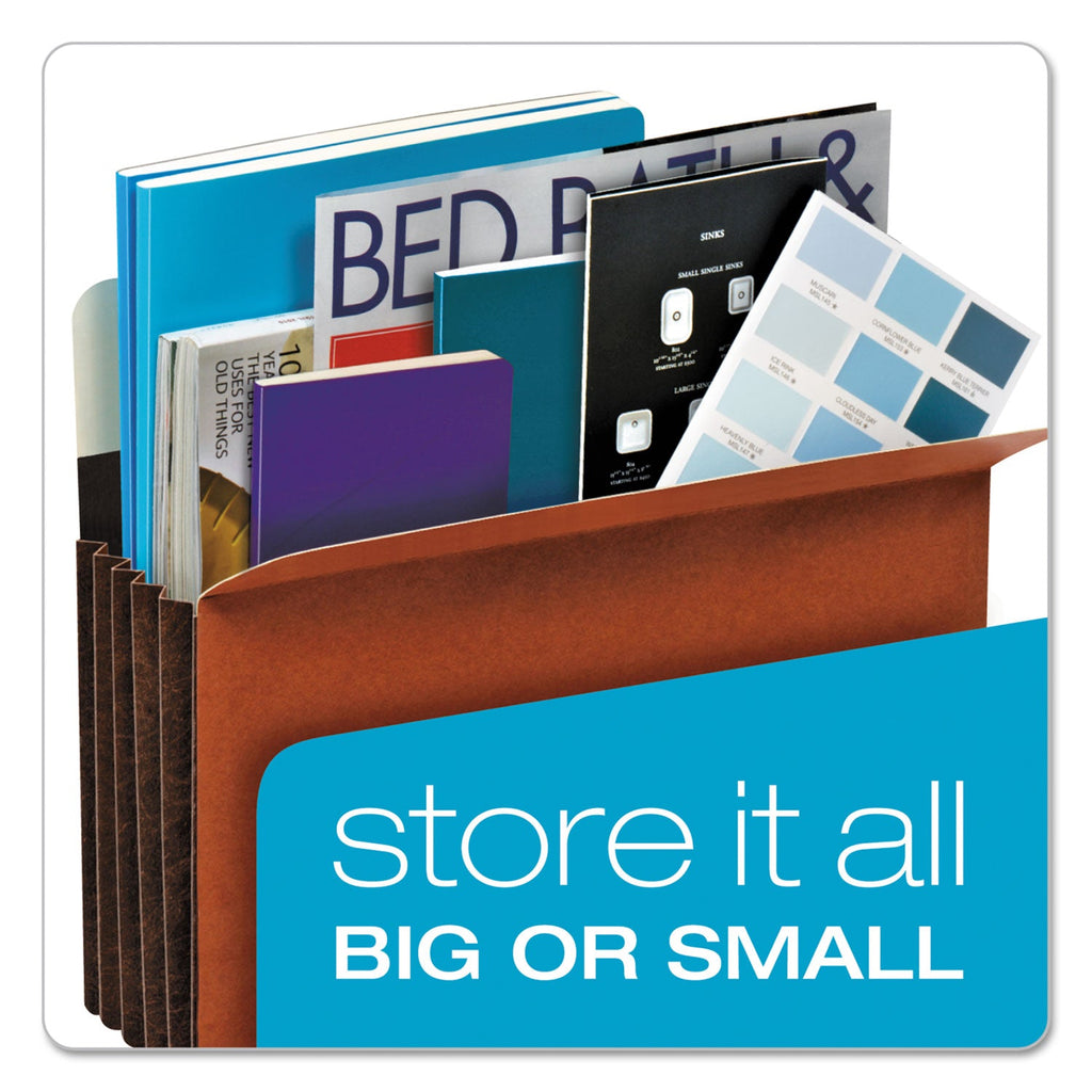 Pendaflex Heavy-Duty File Pockets, 5.25" Expansion, Letter Size, Redrope, 10/Box