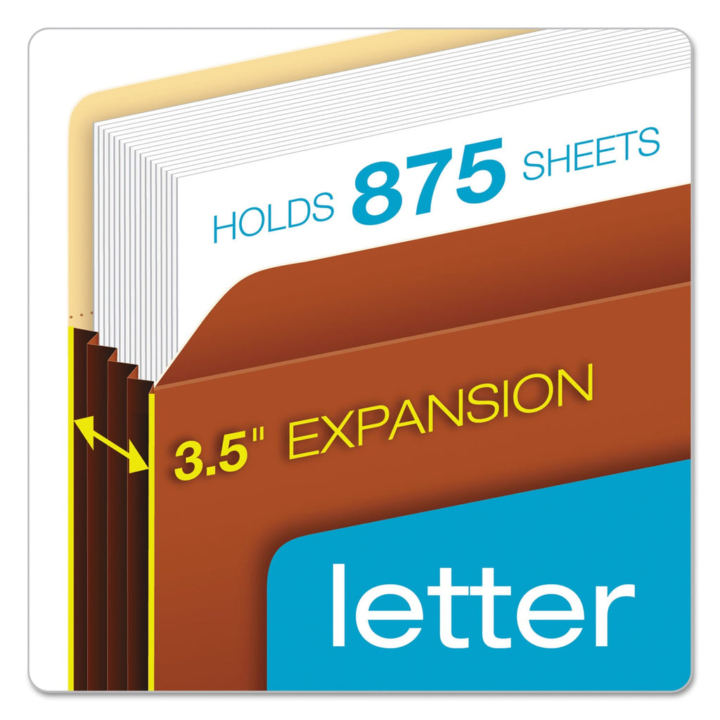 Pendaflex File Pocket with Tyvek, 3.5" Expansion, Letter Size, Redrope, 10/Box