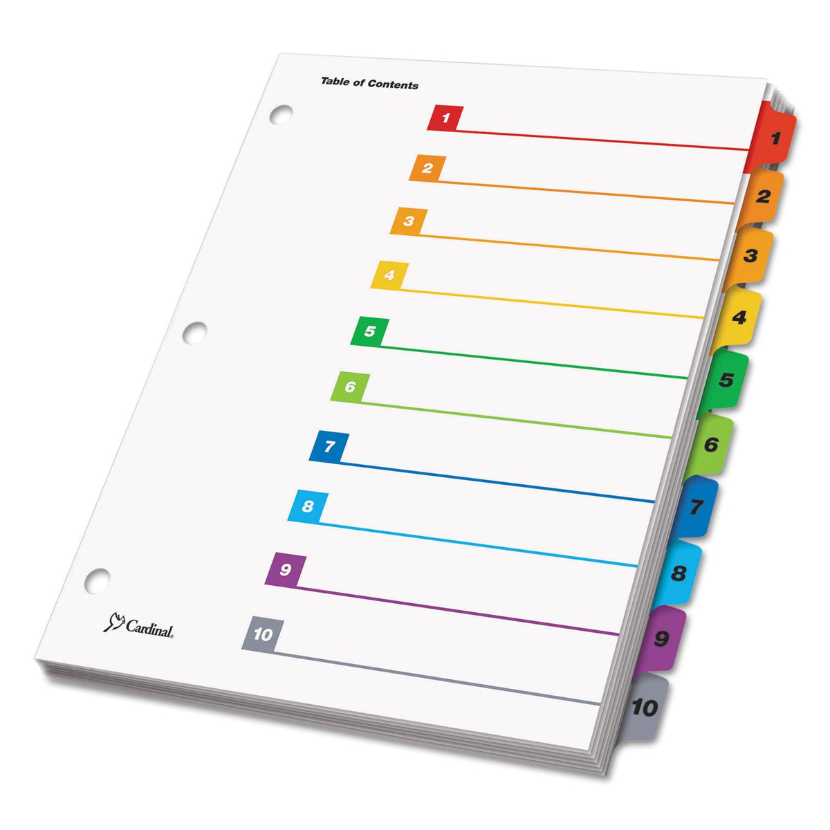 Cardinal OneStep Printable Table of Contents and Dividers, 10-Tab, 1 to 10, 11 x 8.5, White, Assorted Tabs, 1 Set