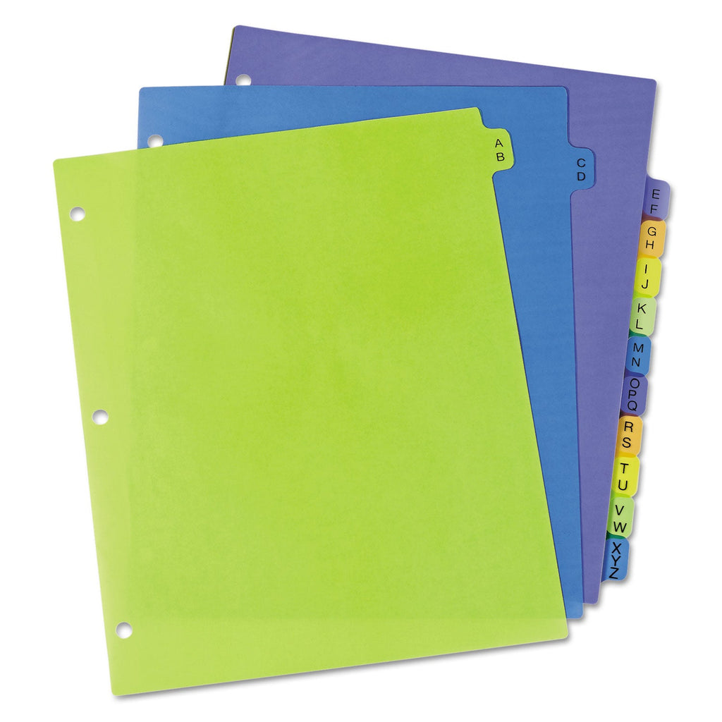 Avery Durable Preprinted Plastic Tab Dividers, 12-Tab, A to Z, 11 x 8.5, Assorted, 1 Set