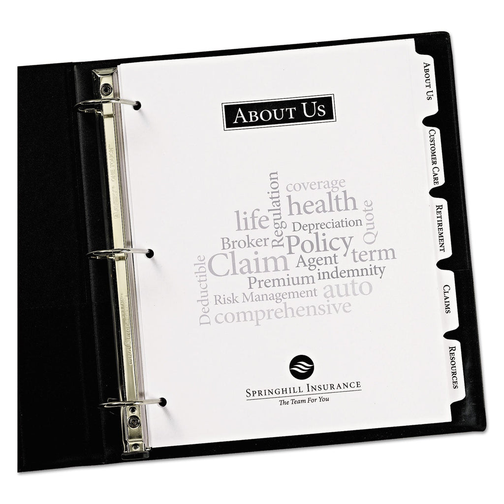 Avery Customizable Print-On Dividers, 3-Hole Punched, 5-Tab, 11 x 8.5, White, 1 Set
