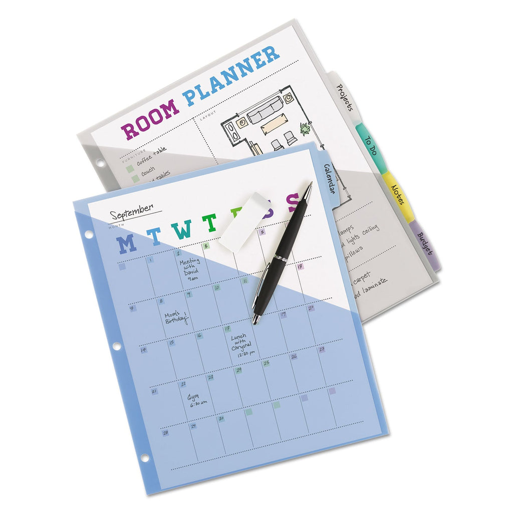 Avery Write and Erase Durable Plastic Dividers with Slash Pocket, 3-Hold Punched, 5-Tab, 11.13 x 9.25, Assorted, 1 Set