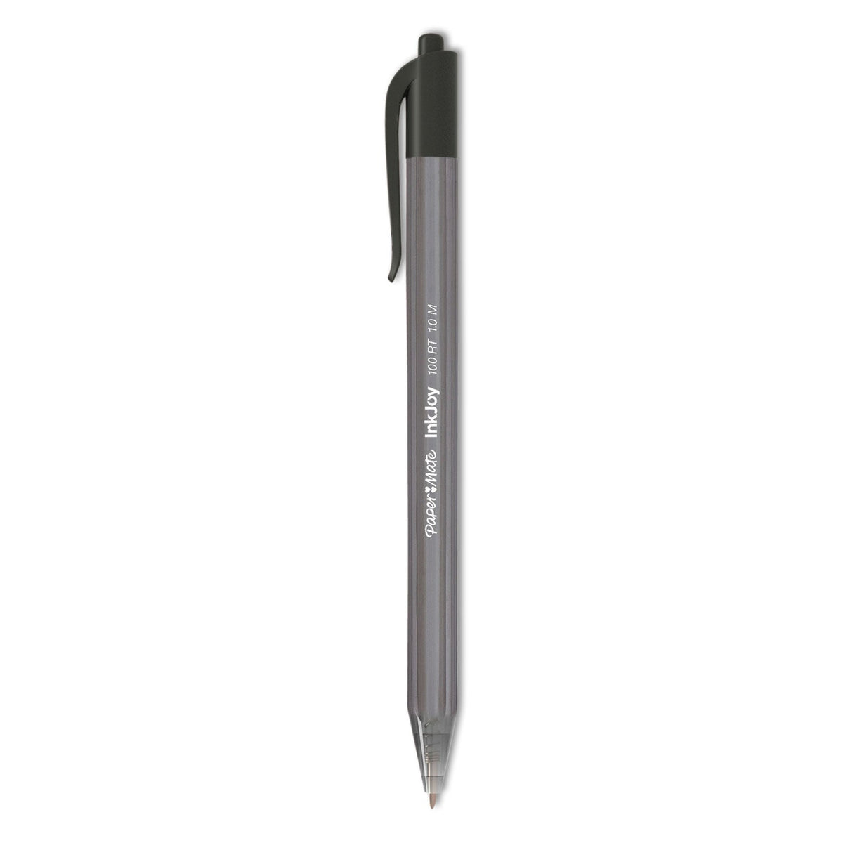 Paper Mate InkJoy 100 RT Ballpoint Pen, Retractable, Medium 1 mm, Black Ink, Black Barrel, Dozen