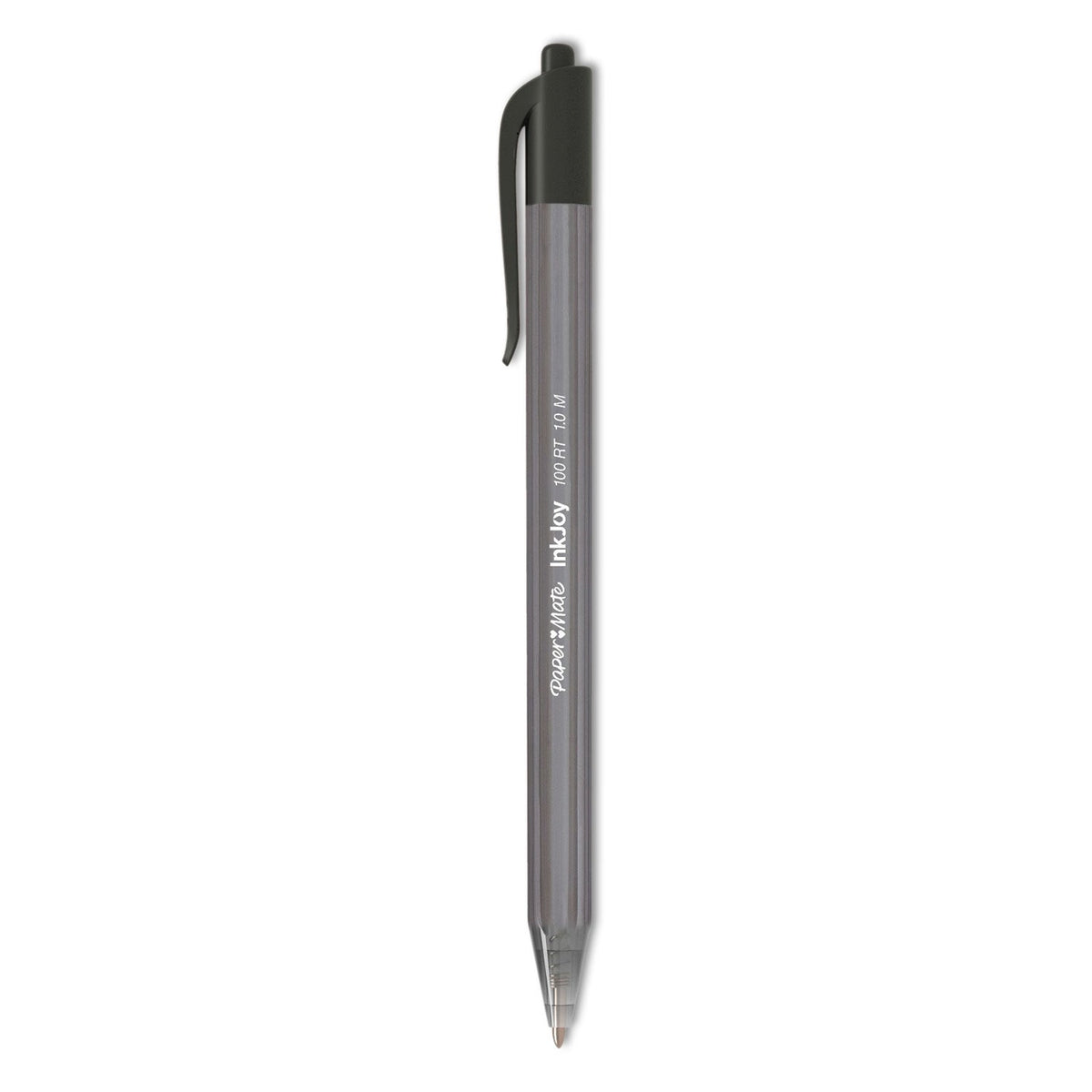 Paper Mate InkJoy 100 RT Ballpoint Pen, Retractable, Medium 1 mm, Black Ink, Black Barrel, 20/Pack