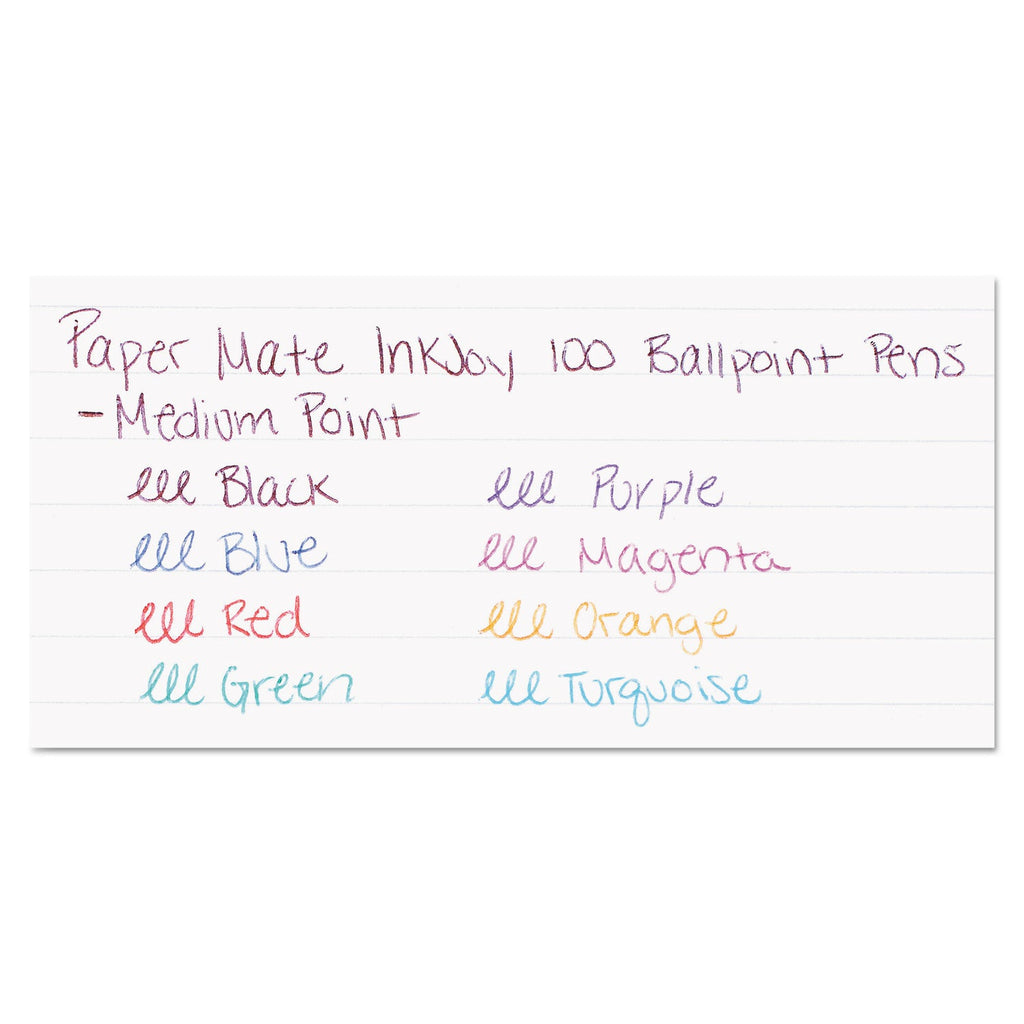 Paper Mate InkJoy 100 Ballpoint Pen, Stick, Medium 1 mm, Eight Assorted Ink and Barrel Colors, 8/Pack