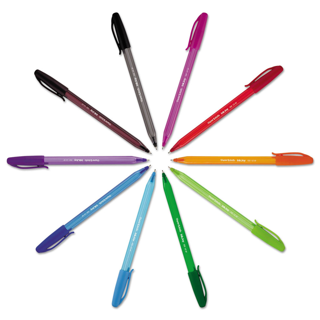 Paper Mate InkJoy 100 Ballpoint Pen, Stick, Medium 1 mm, Eight Assorted Ink and Barrel Colors, 8/Pack