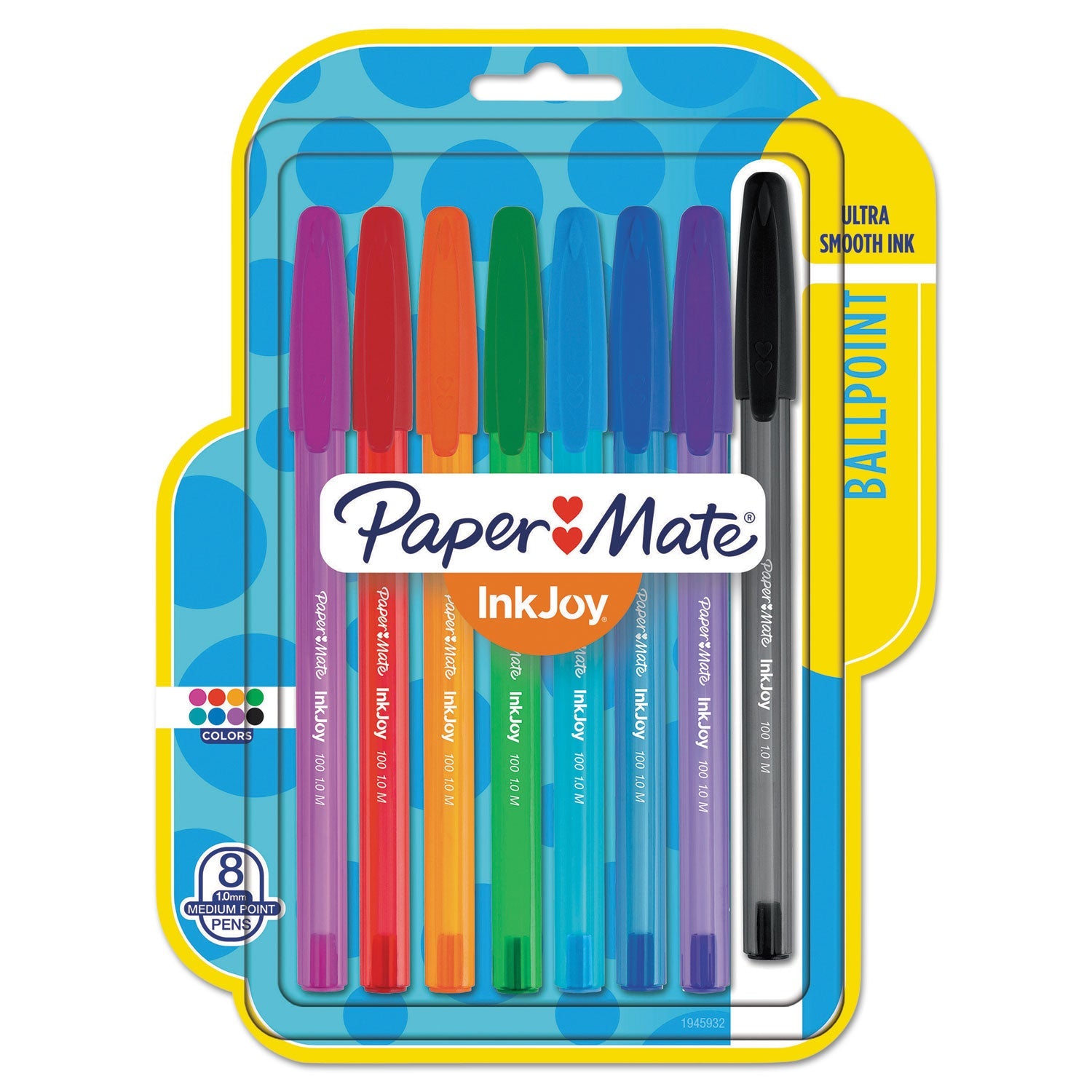 Paper Mate InkJoy 100 Ballpoint Pen, Stick, Medium 1 mm, Eight Assorted Ink and Barrel Colors, 8/Pack