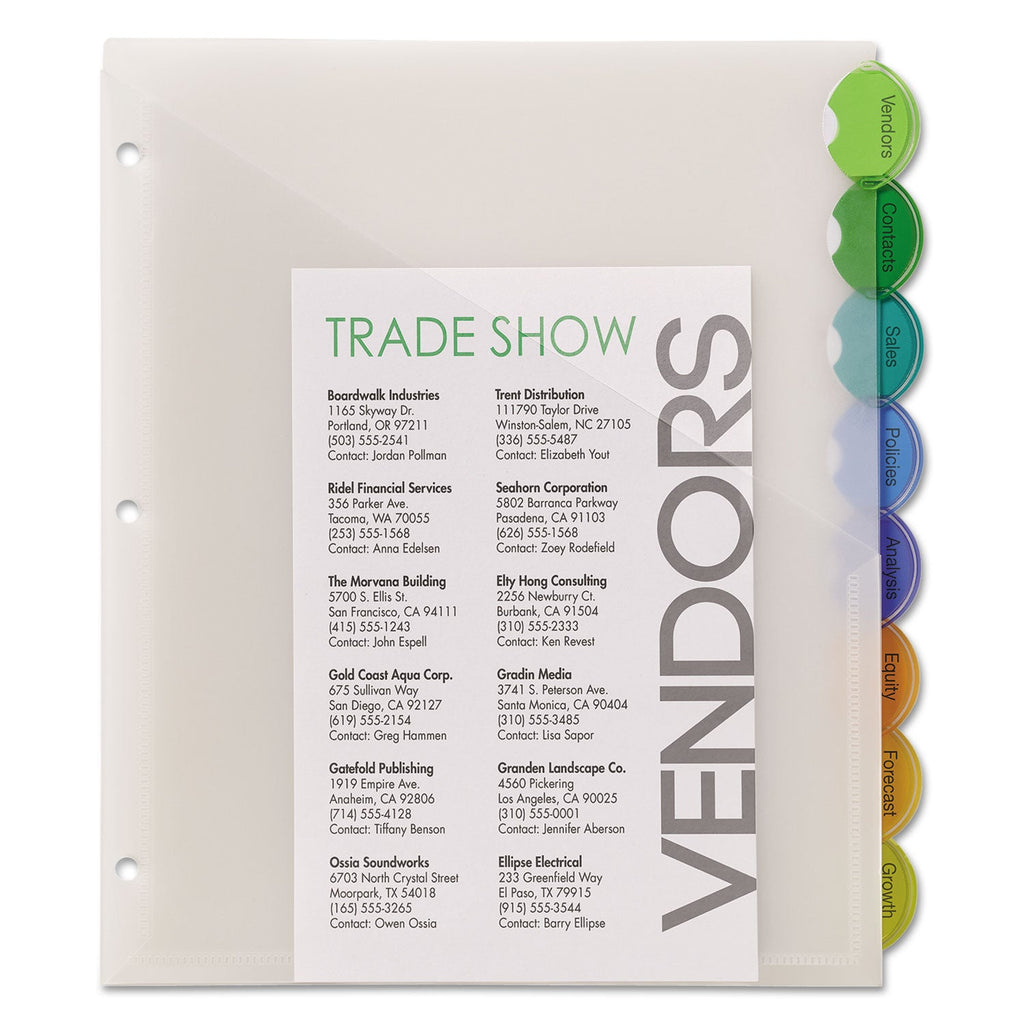 Avery Insertable Style Edge Tab Plastic 1-Pocket Dividers, 8-Tab, 11.25 x 9.25, Translucent, 1 Set