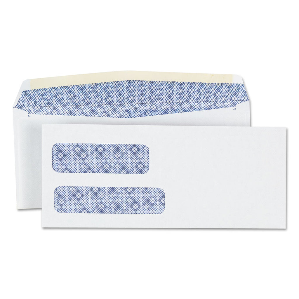 Universal Double Window Business Envelope, #9, Commercial Flap, Gummed Closure, 3.88 x 8.88, White, 500/Box