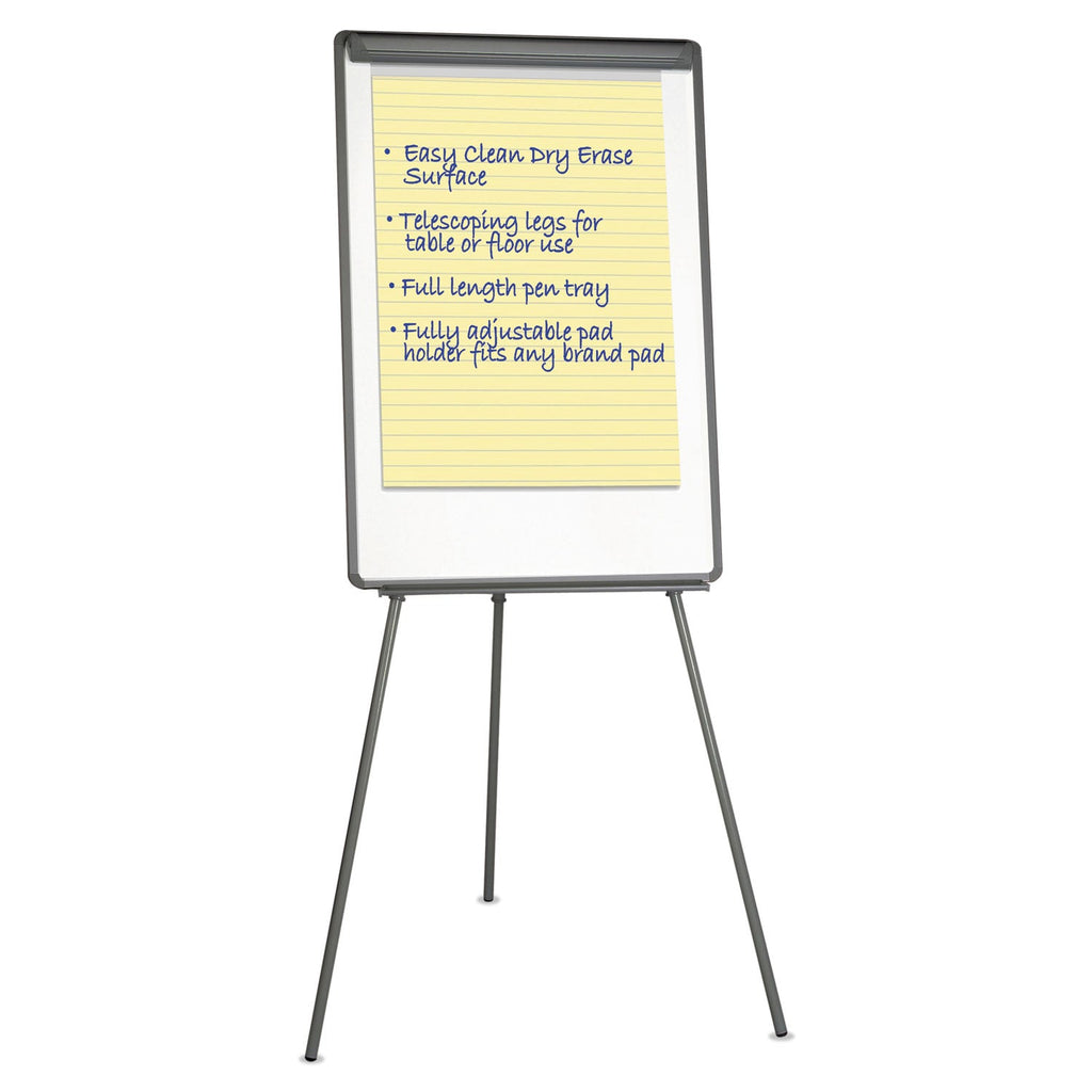 Universal Dry Erase Board with Tripod Easel, 29" x 41", White Surface, Black Frame