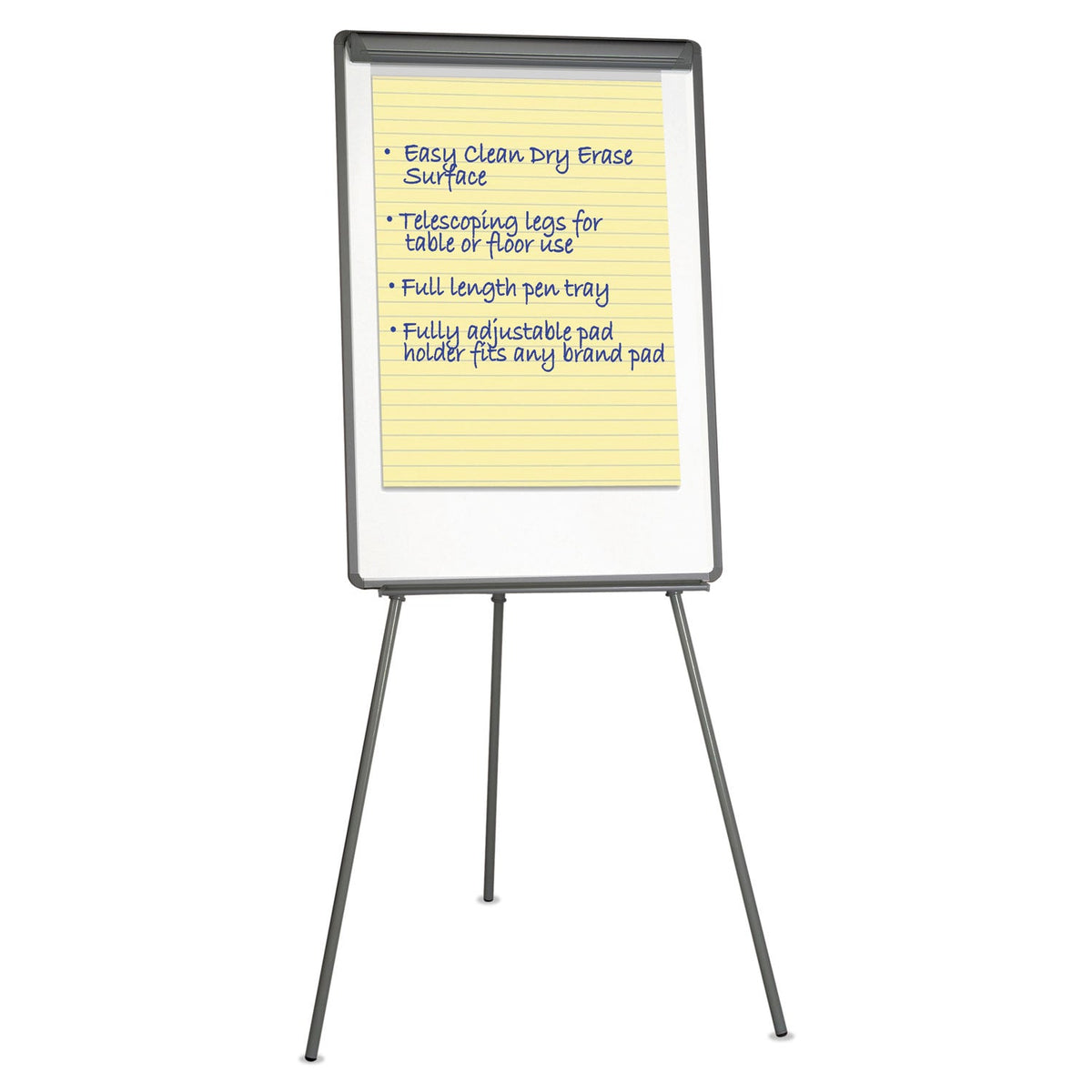 Universal Dry Erase Board with Tripod Easel, 29" x 41", White Surface, Black Frame