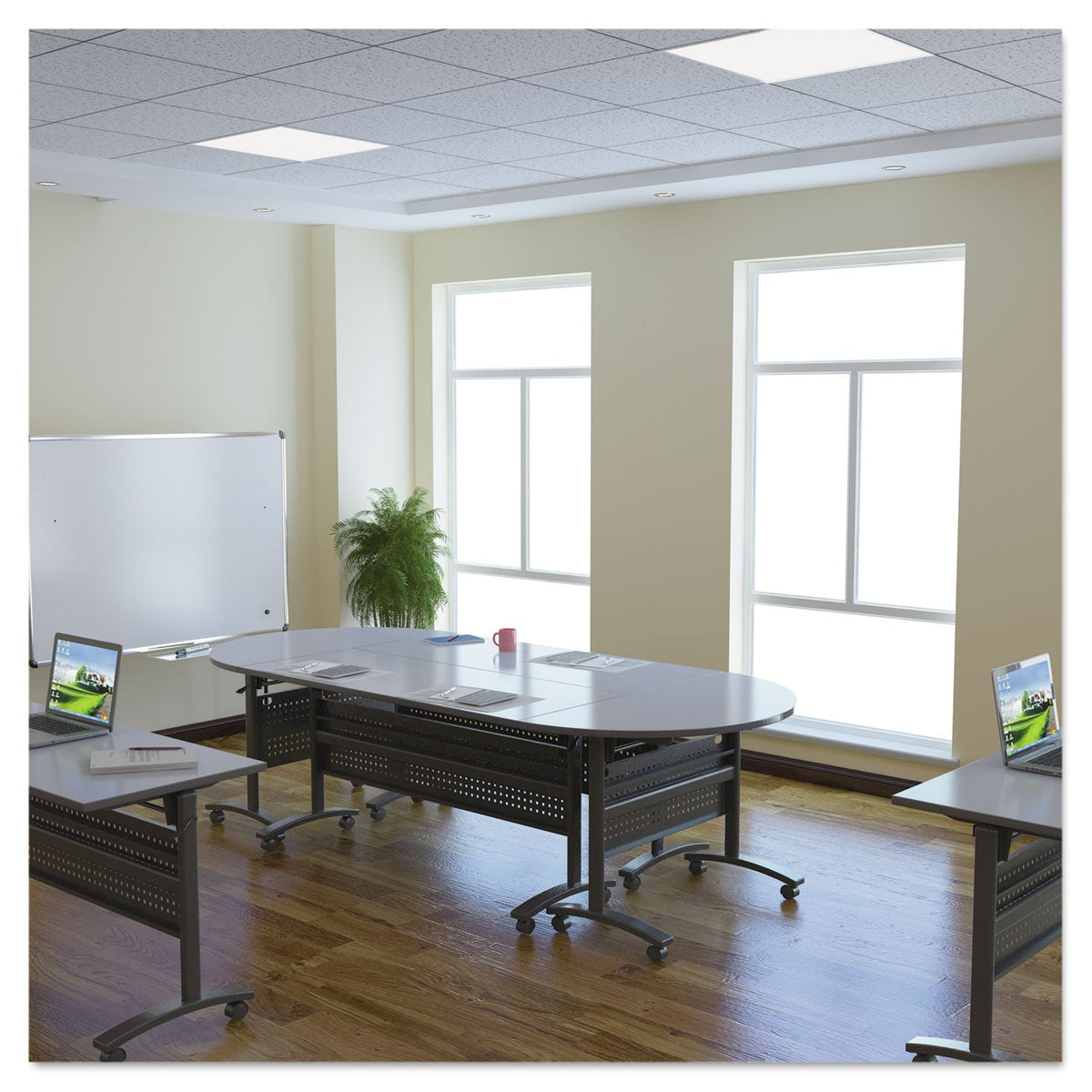 Alera Reversible Laminate Table Top, Rectangular, 59.38w x 23.63d, White/Gray