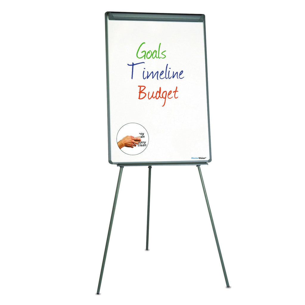 MasterVision Basic Tripod Melamine Presentation Easel, 22.5 x 42, White/Black