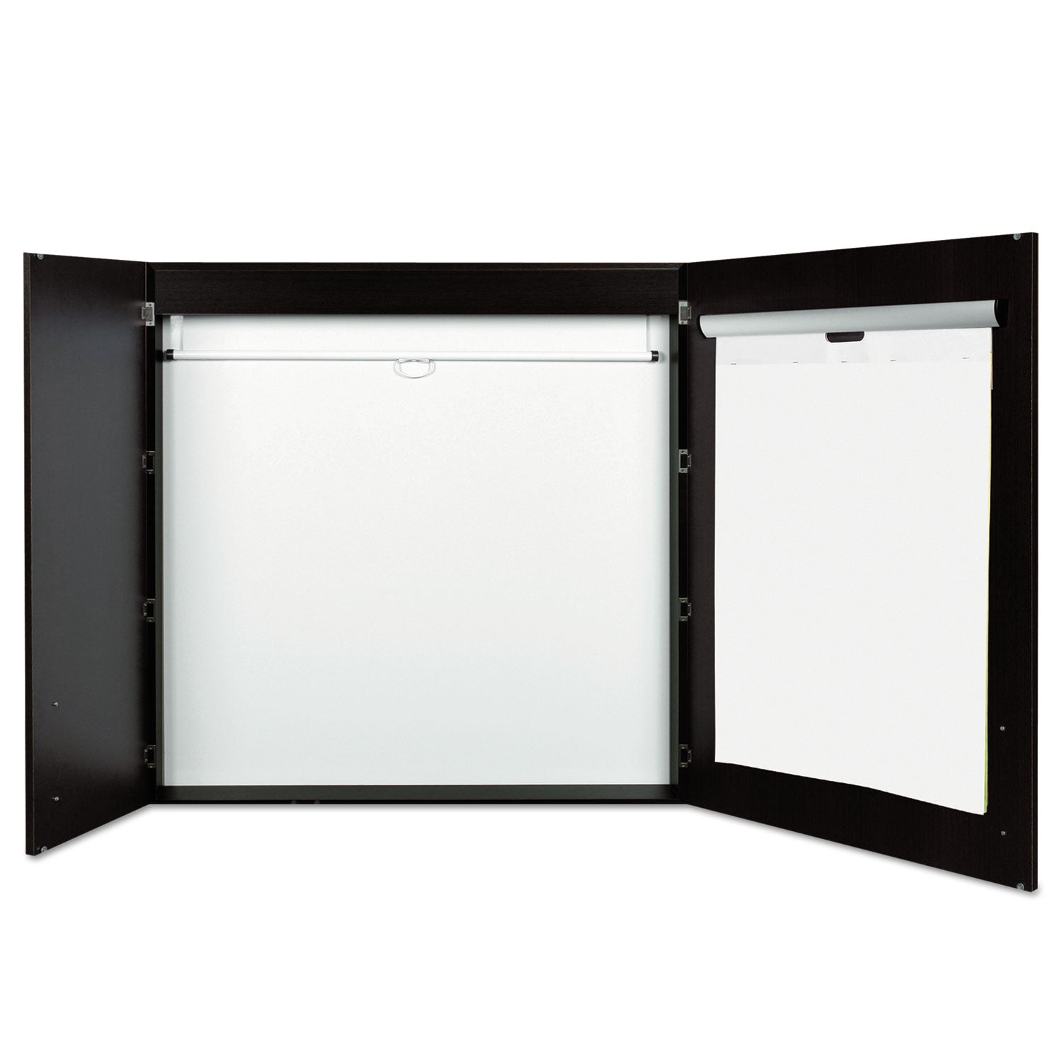 MasterVision Conference Cabinet, Porcelain Magnetic, Dry Erase, 48 x 48, Ebony