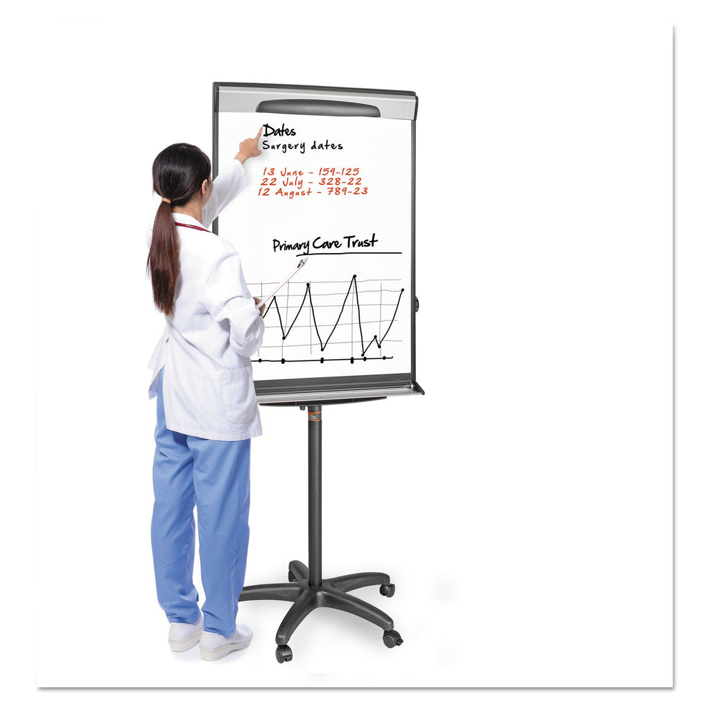 MasterVision Tripod Extension Bar Magnetic Dry-Erase Easel, 69" to 78" High, Black/Silver