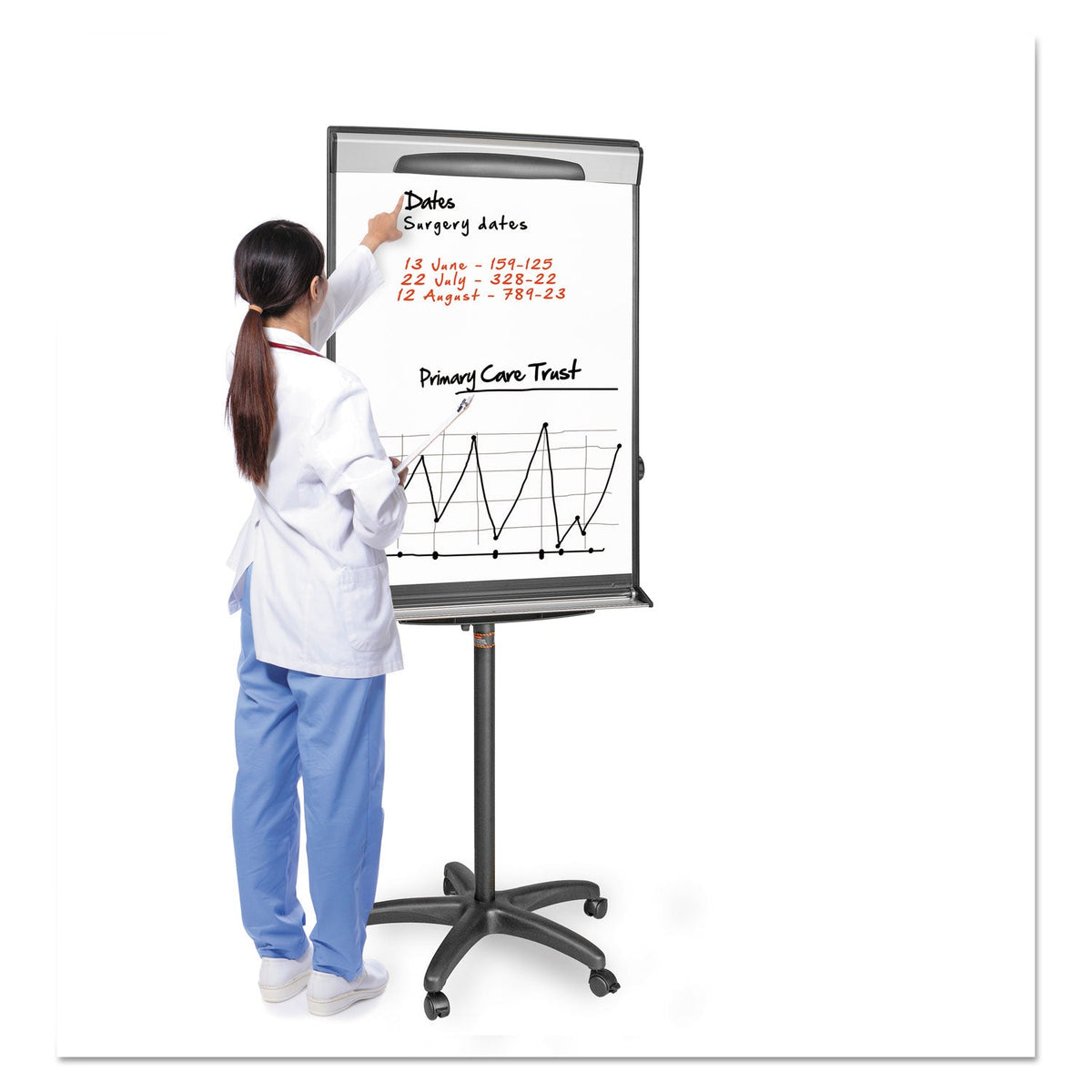 MasterVision Tripod Extension Bar Magnetic Dry-Erase Easel, 69" to 78" High, Black/Silver