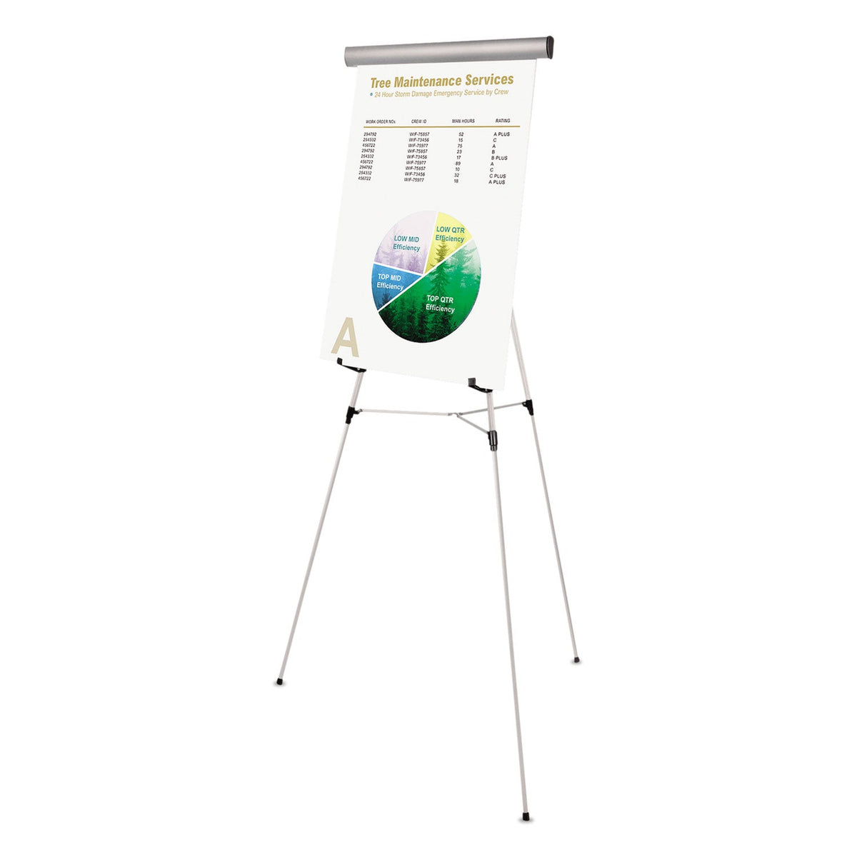 MasterVision Telescoping Tripod Display Easel, Adjusts 38" to 69" High, Metal, Silver