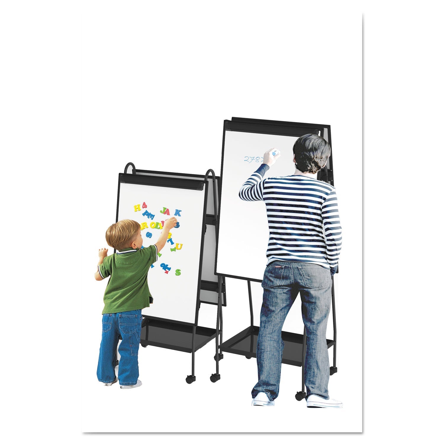 MasterVision Creation Station Dry Erase Board, 29 1/2 x 74 7/8, Black Frame