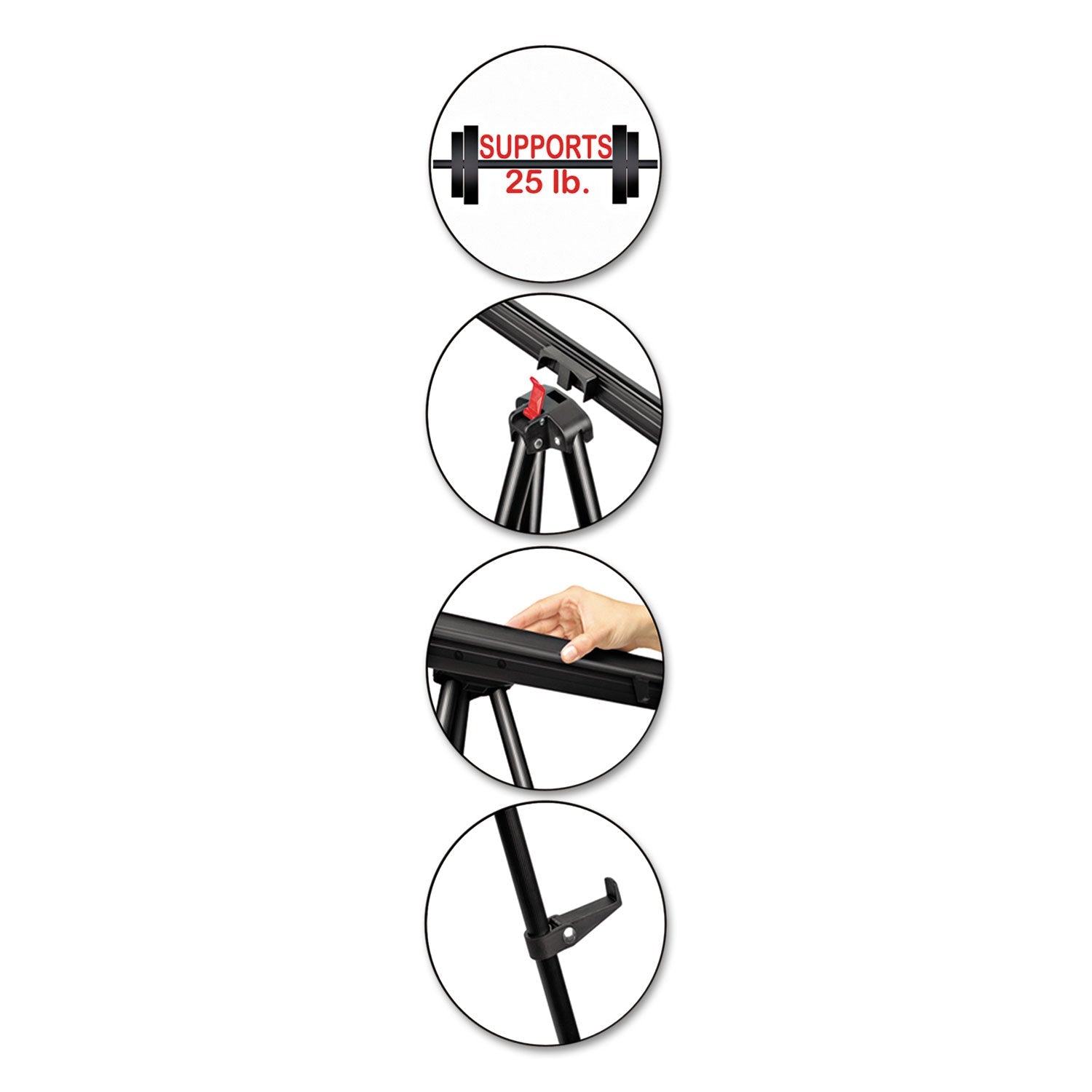 MasterVision Telescoping Tripod Display Easel, Adjusts 35" to 64" High, Metal, Black
