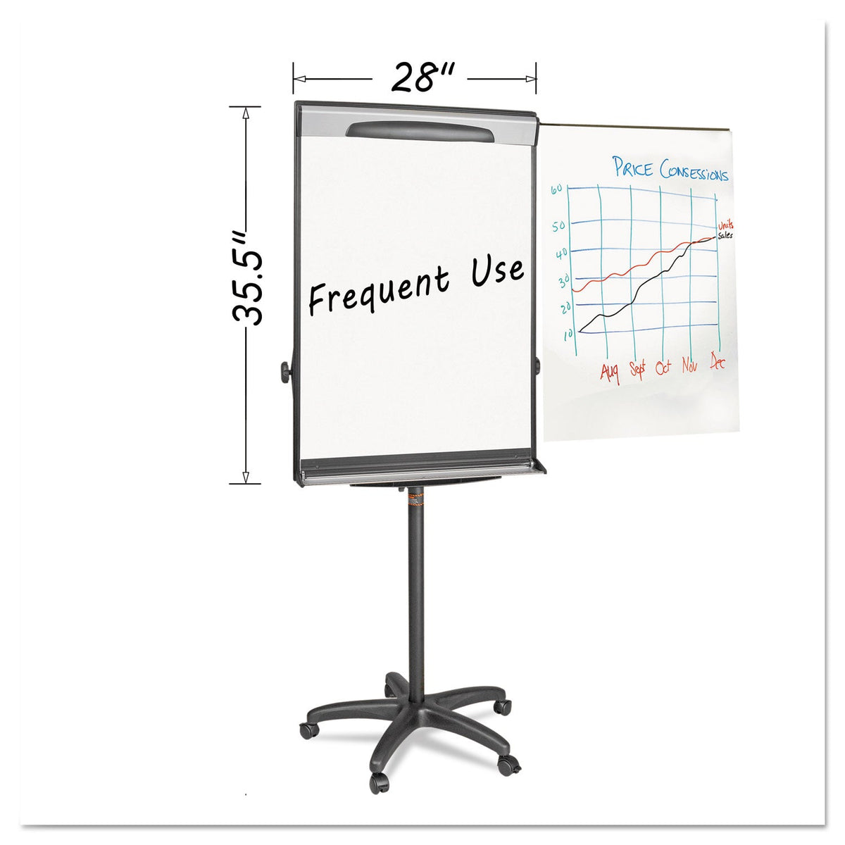 MasterVision Tripod Extension Bar Magnetic Dry-Erase Easel, 69" to 78" High, Black/Silver
