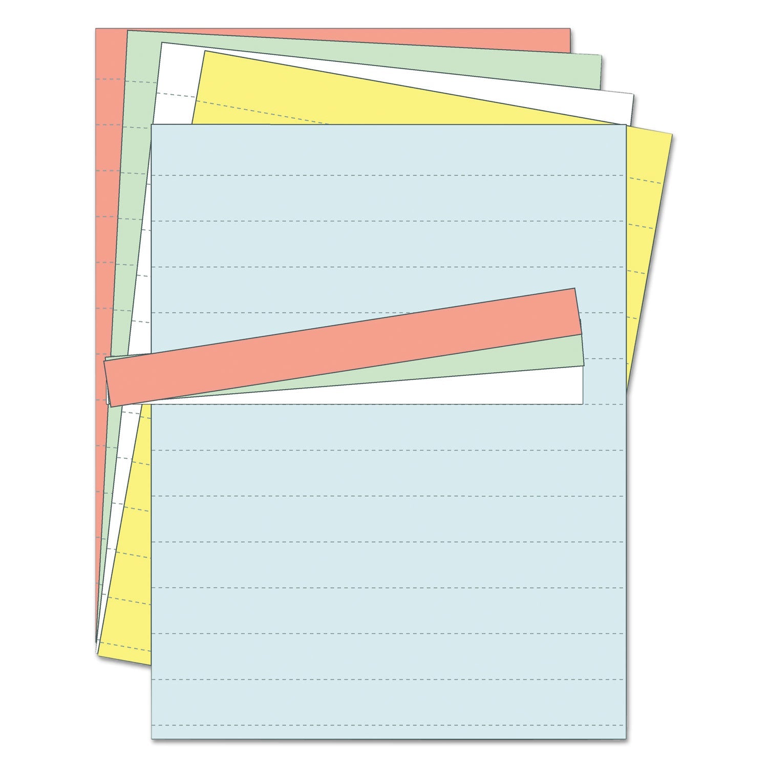 MasterVision Data Card Replacement Sheet, 8.5 x 11 Sheets, Perforated at 1", Assorted, 10/Pack