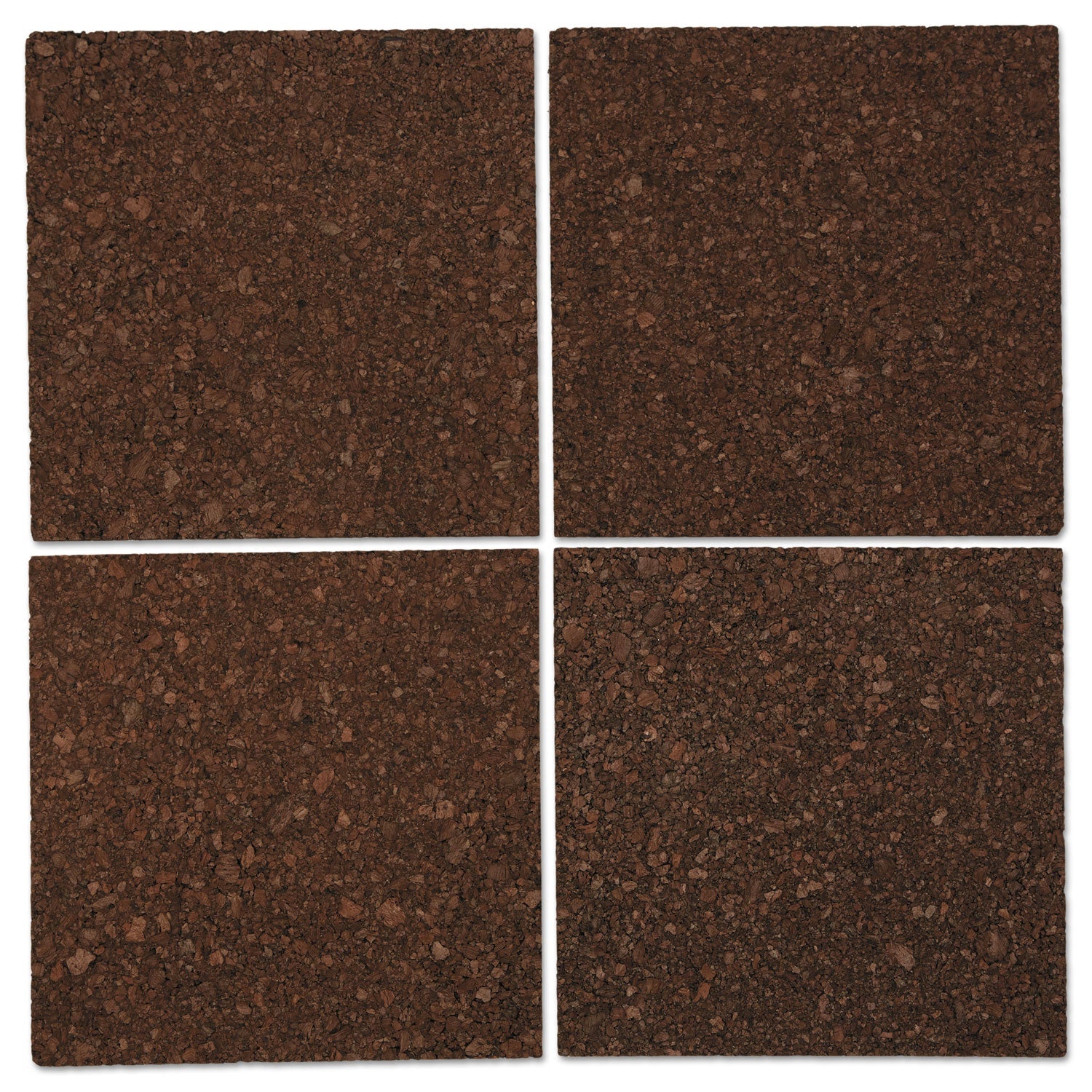 Universal Cork Tile Panels, Dark Brown, 12 x 12, 4/Pack