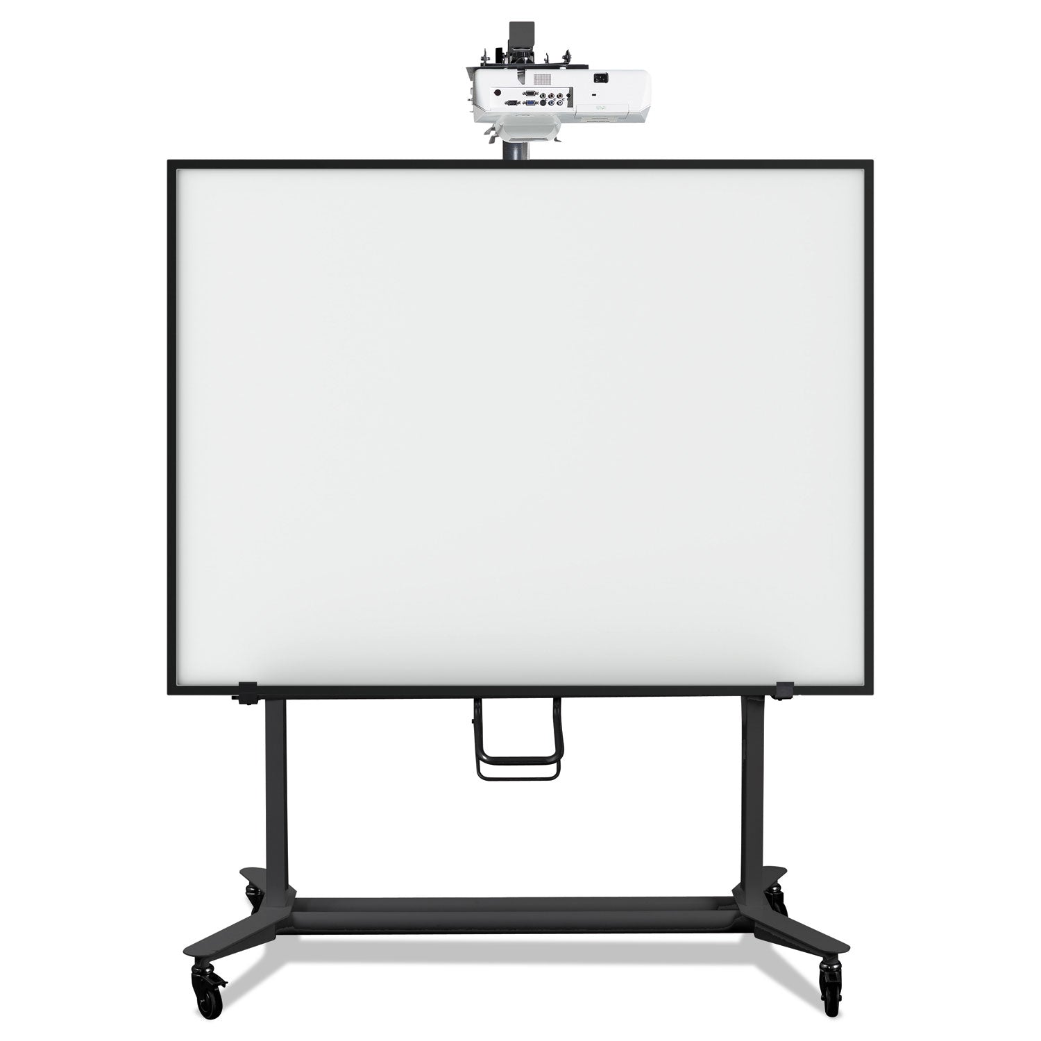 MasterVision Interactive Board Mobile Stand with Ultra-Short Throw Projector Arm and Mounting Plate, 76" x 26" x 70" to 80", Black