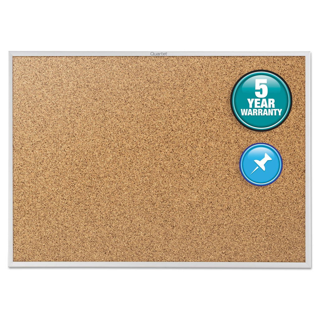 Quartet Classic Series Cork Bulletin Board, 36 x 24, Silver Aluminum Frame