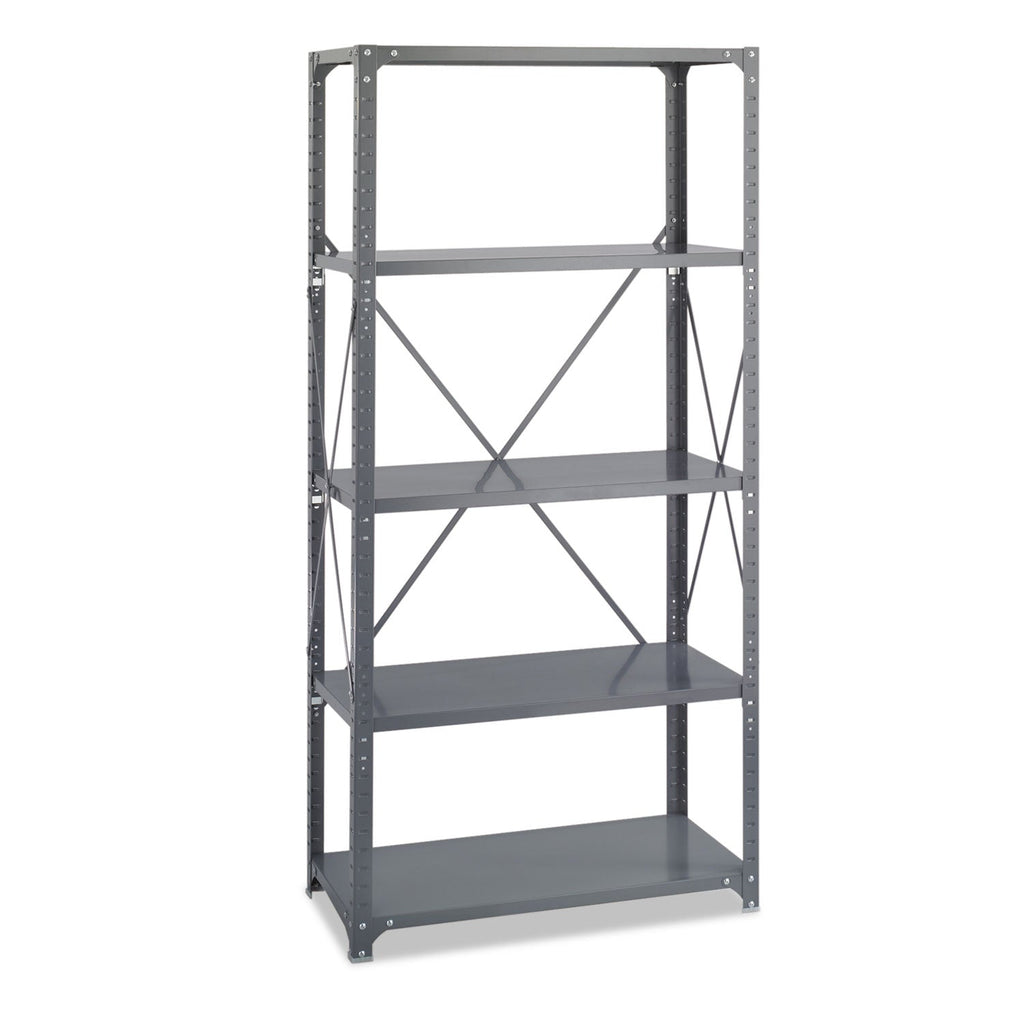 Safco Commercial Steel Shelving Unit, Five-Shelf, 36w x 18d x 75h, Dark Gray