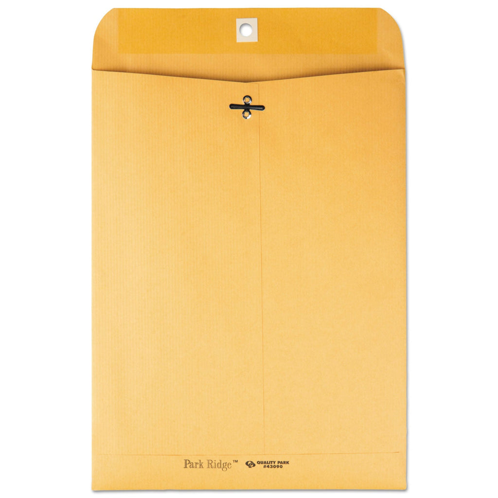 Quality Park Park Ridge Kraft Clasp Envelope, #90, Square Flap, Clasp/Gummed Closure, 9 x 12, Brown Kraft, 100/Box