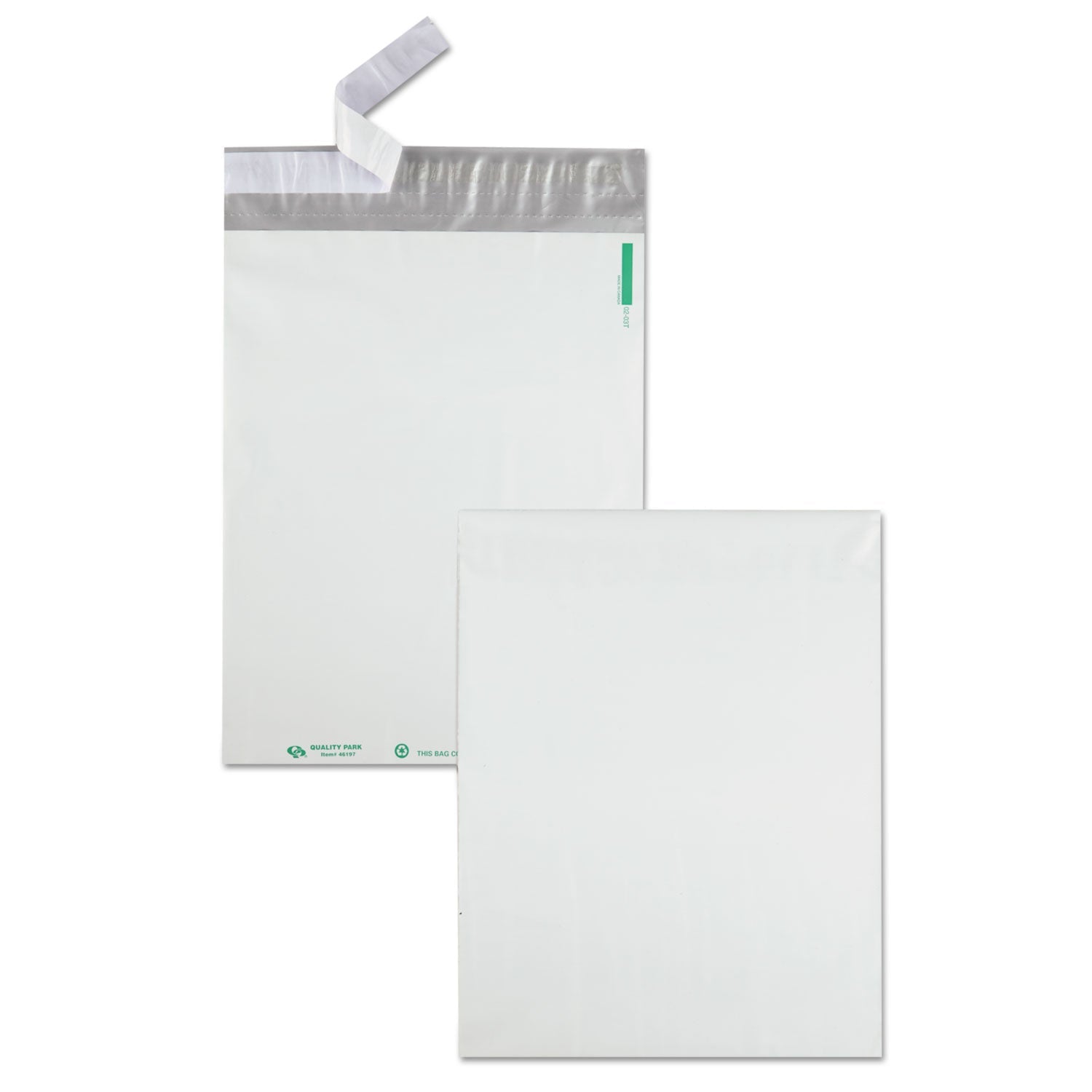 Quality Park Redi-Strip Poly Mailer, #4, Square Flap with Perforated Strip, Redi-Strip Adhesive Closure, 10 x 13, White, 100/Pack