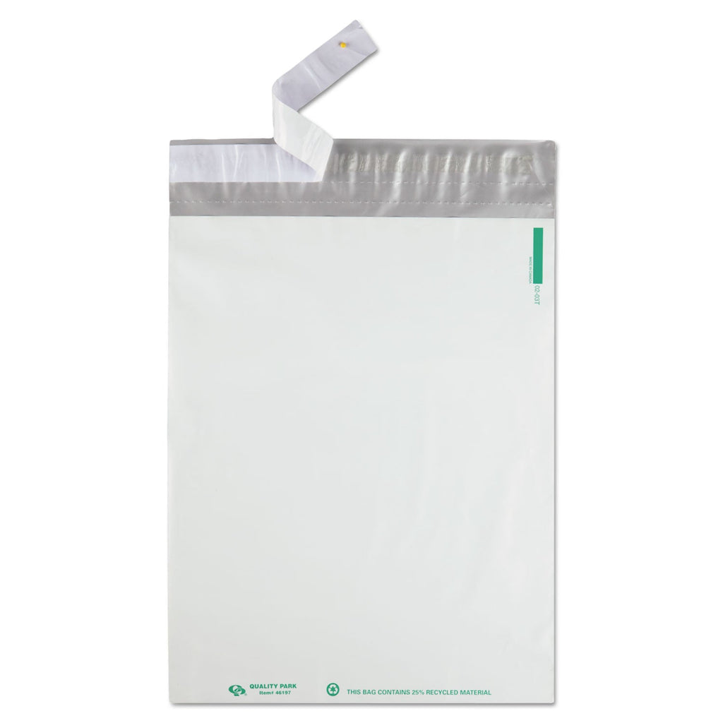 Quality Park Redi-Strip Poly Mailer, #4, Square Flap with Perforated Strip, Redi-Strip Adhesive Closure, 10 x 13, White, 100/Pack