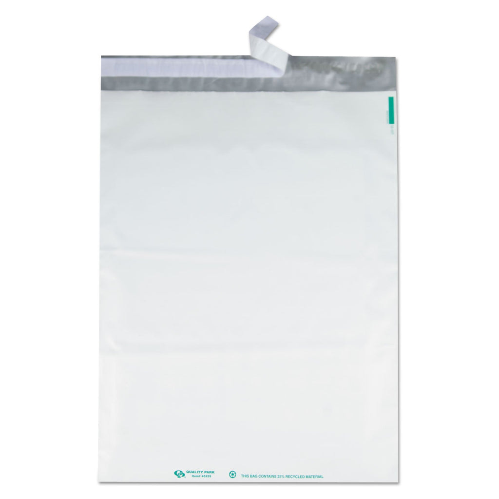 Quality Park Redi-Strip Poly Mailer, #6, Square Flap, Redi-Strip Adhesive Closure, 14 x 19, White, 100/Pack