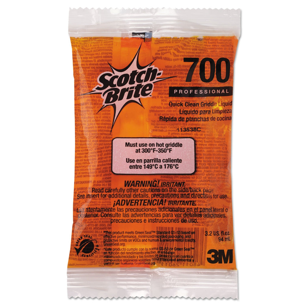 Scotch-Brite Quick Clean Griddle Liquid, 3.2 oz Packet, 40/Carton