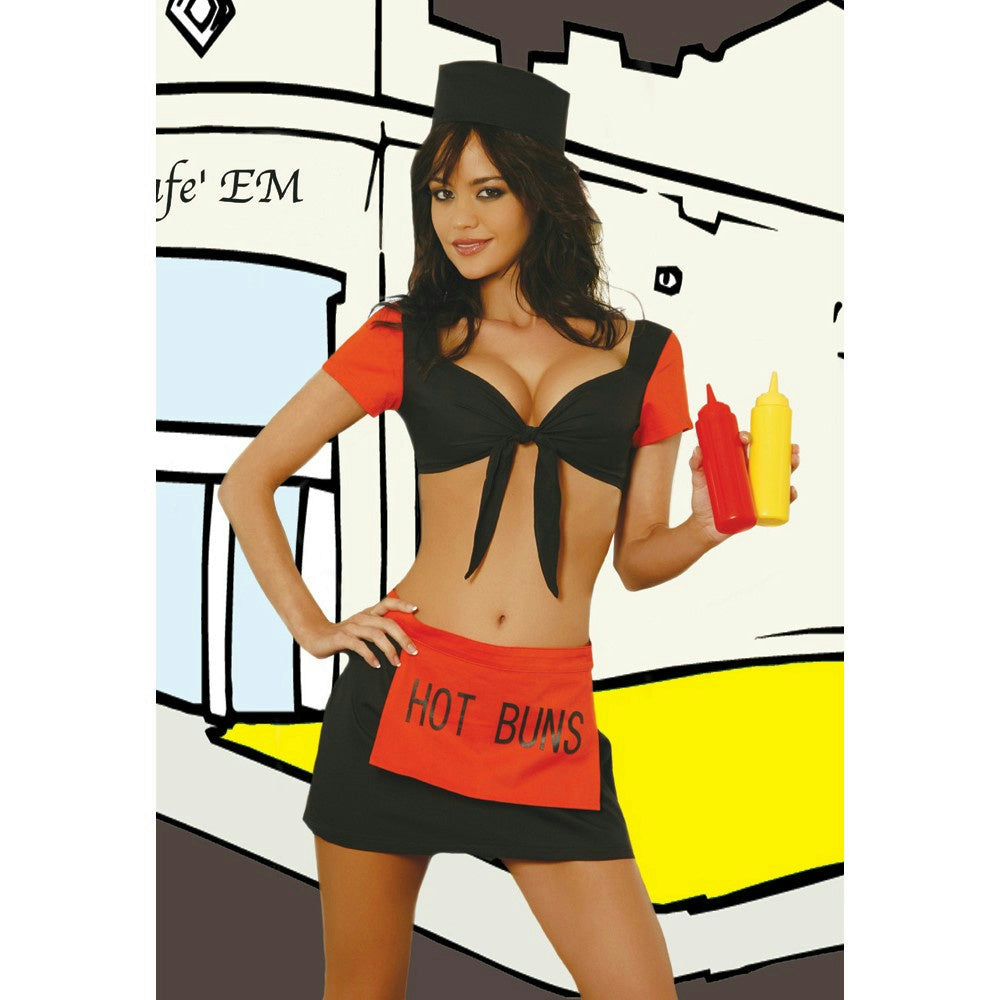Elegant Moments Womens BBQ Barbeque Babe Hot Buns Adult Costume Large 10-14