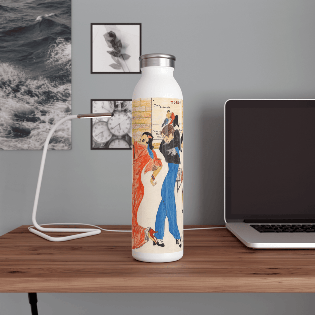 PimsArt Spanish Flamenco Dance Water Bottle From Original Drawing