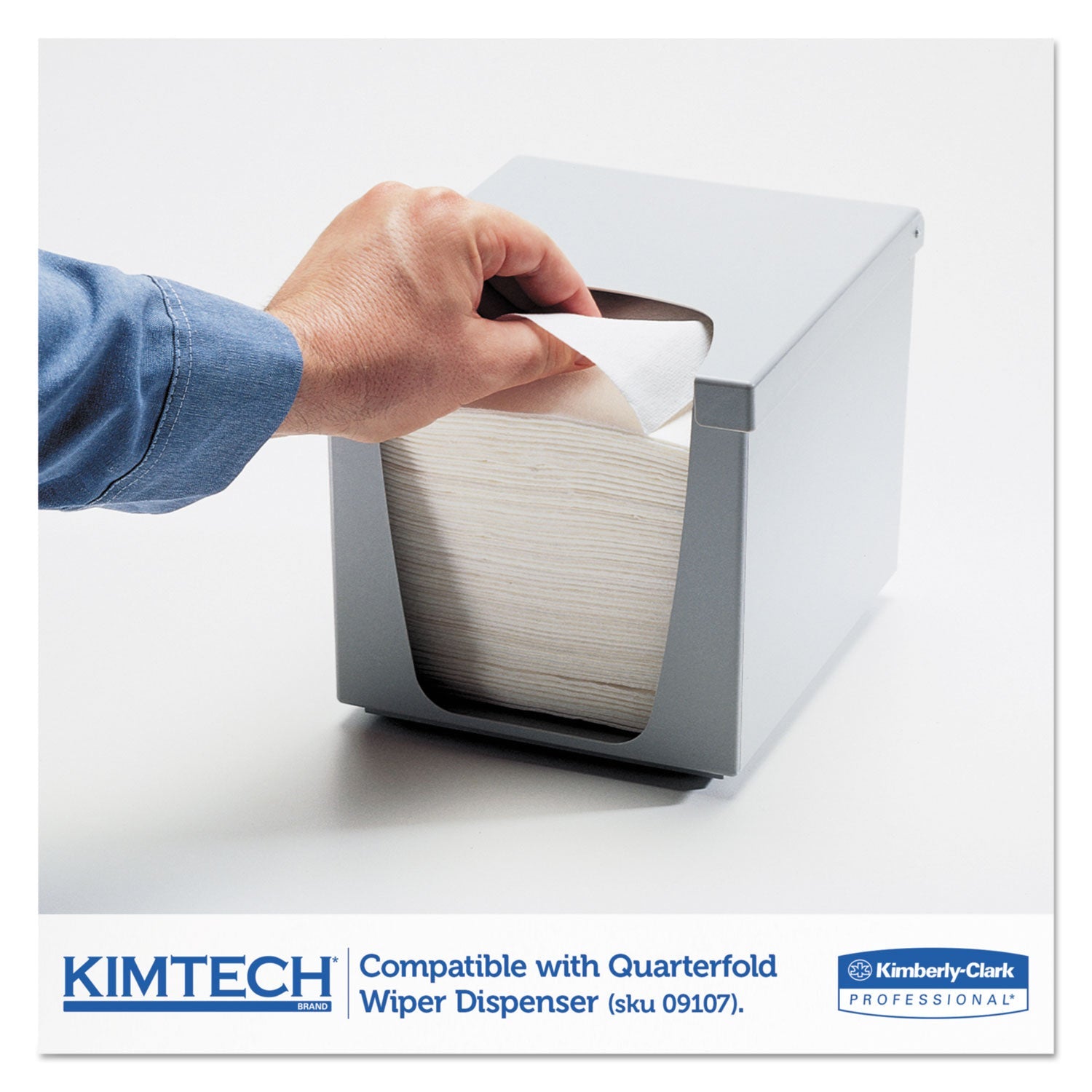 Kimtech SCOTTPURE Wipers, 1/4 Fold, 12 x 15, White, 100/Box, 4/Carton