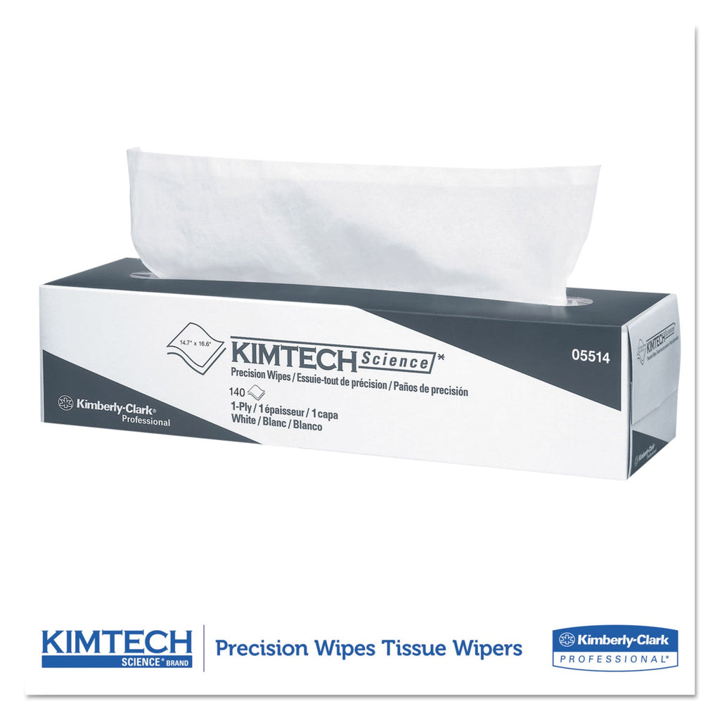 Kimtech Precision Wiper, POP-UP Box, 1-Ply, 14.7 x 16.6 White, 144/Box, 15 Boxes/Carton