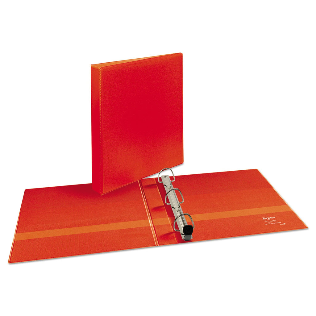 Avery Heavy-Duty View Binder with DuraHinge and One Touch EZD Rings, 3 Rings, 1" Capacity, 11 x 8.5, Red