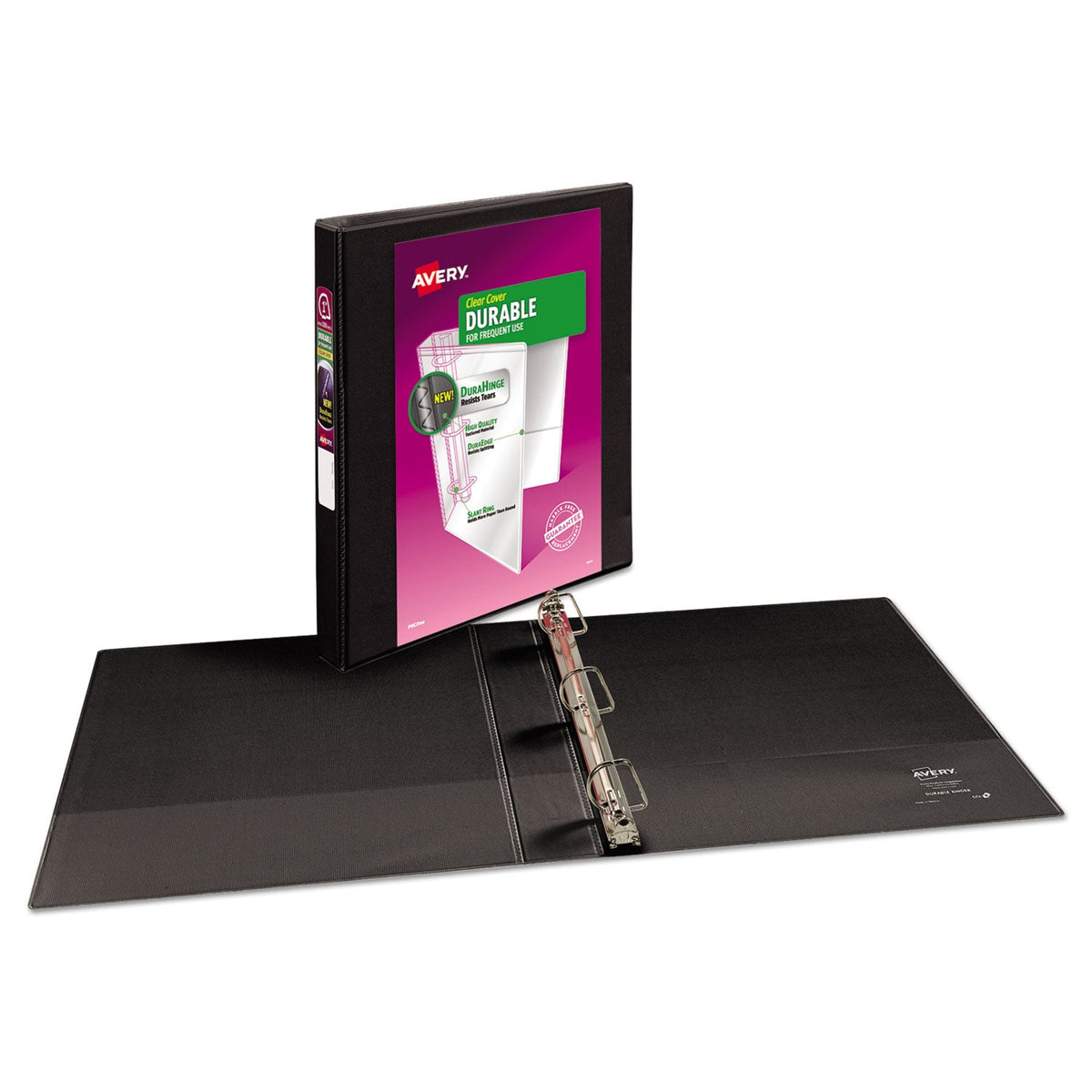 Avery Durable View Binder with DuraHinge and Slant Rings, 3 Rings, 1" Capacity, 11 x 8.5, Black